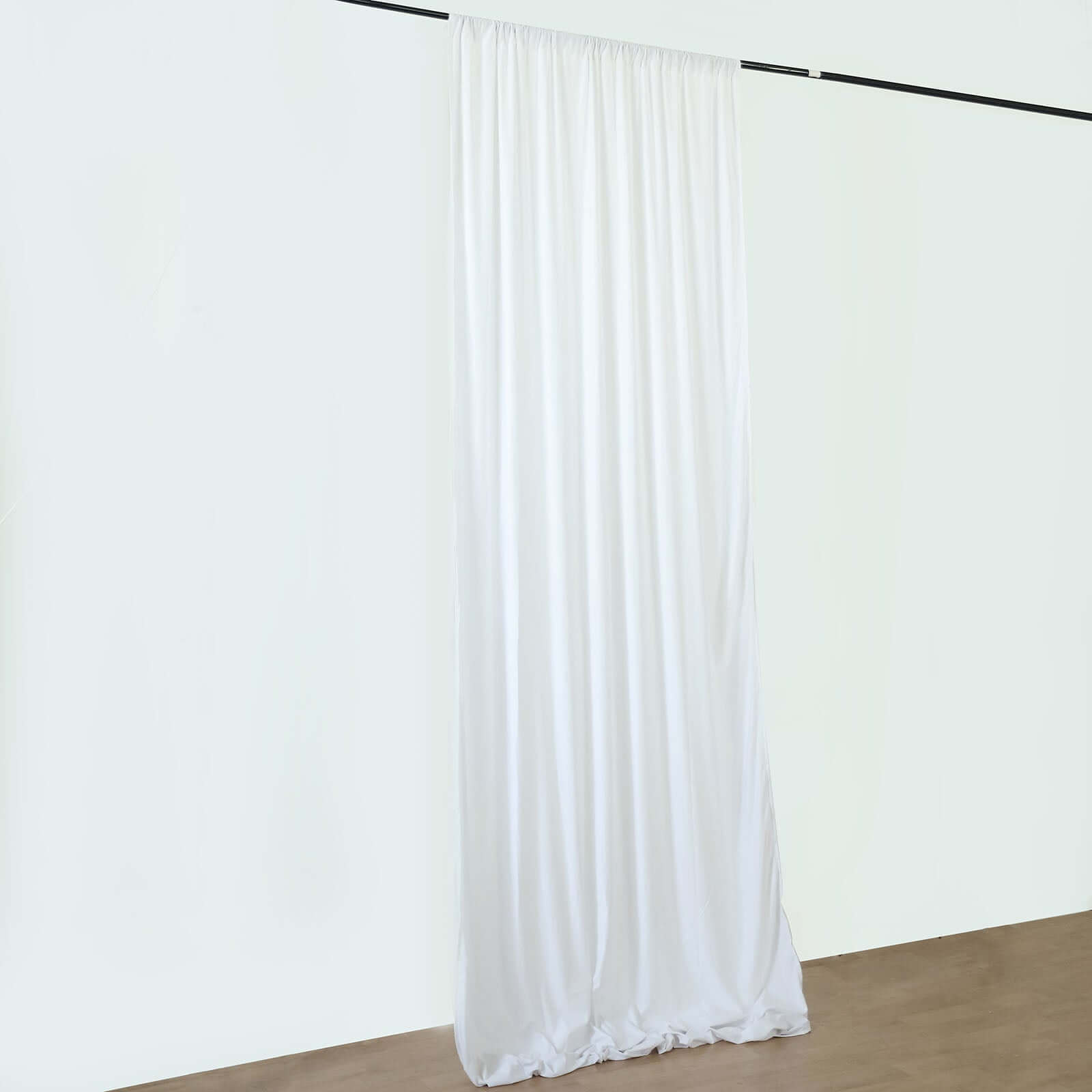 Commercial-Grade Fire-Retardant White Scuba Polyester Ceiling Drape Panel - 5ft x 40ft, Wrinkle-Free with Rod Pockets