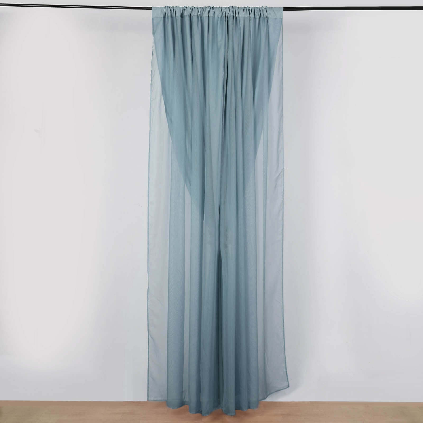 10ftx10ft Dusty Blue Dual - Layer Chiffon Polyester Event Curtain Drapes with Rod Pockets