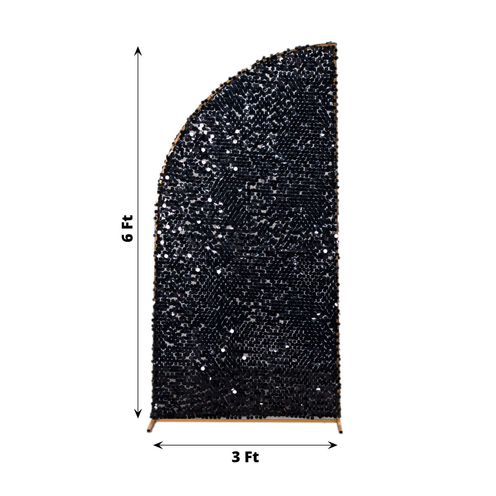 Hot Sale! 6ft Black Double-Sided Payette Sequin Wedding Arch Cover for Half Moon Backdrop Stand