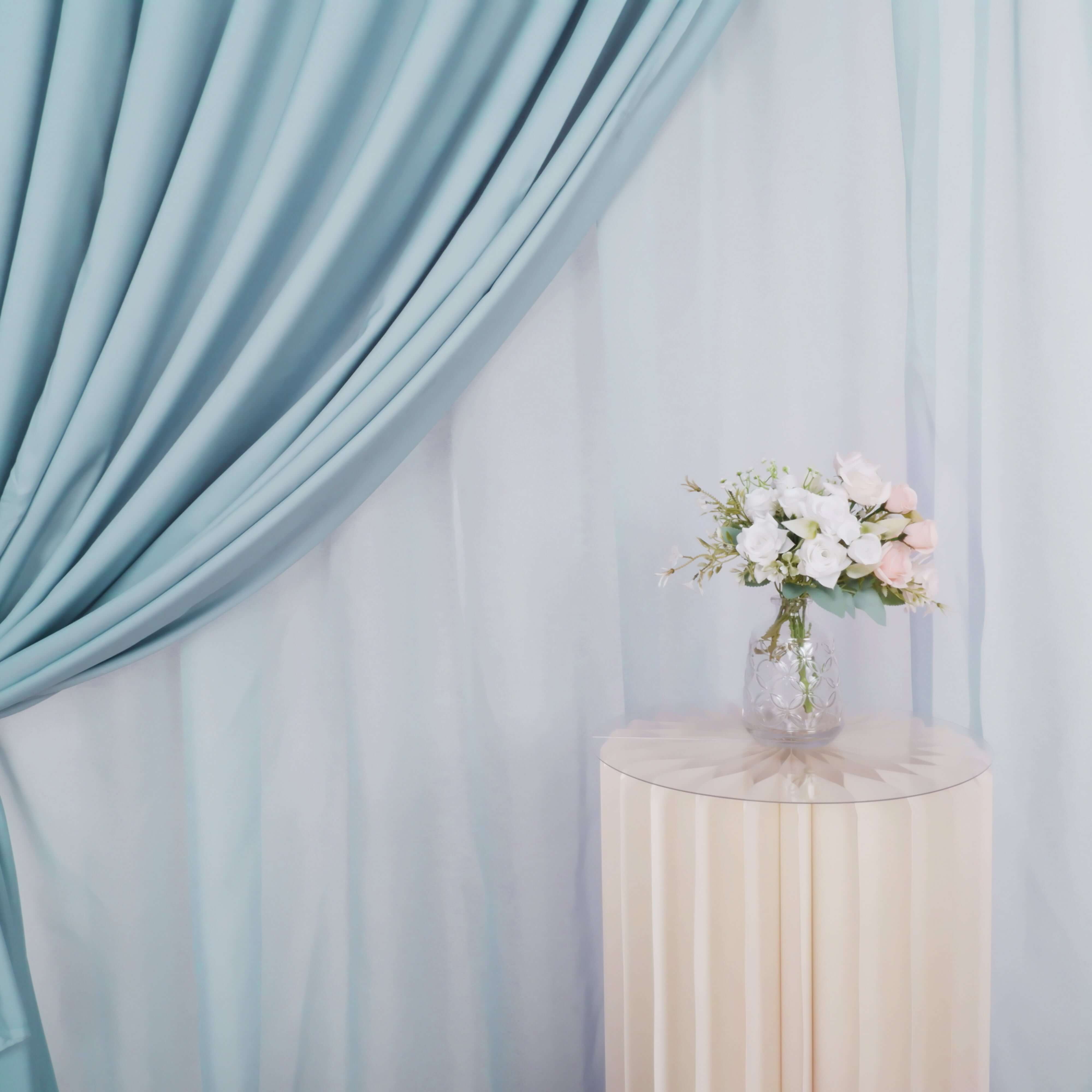 10ftx10ft Dusty Blue Dual - Layer Chiffon Polyester Event Curtain Drapes with Rod Pockets