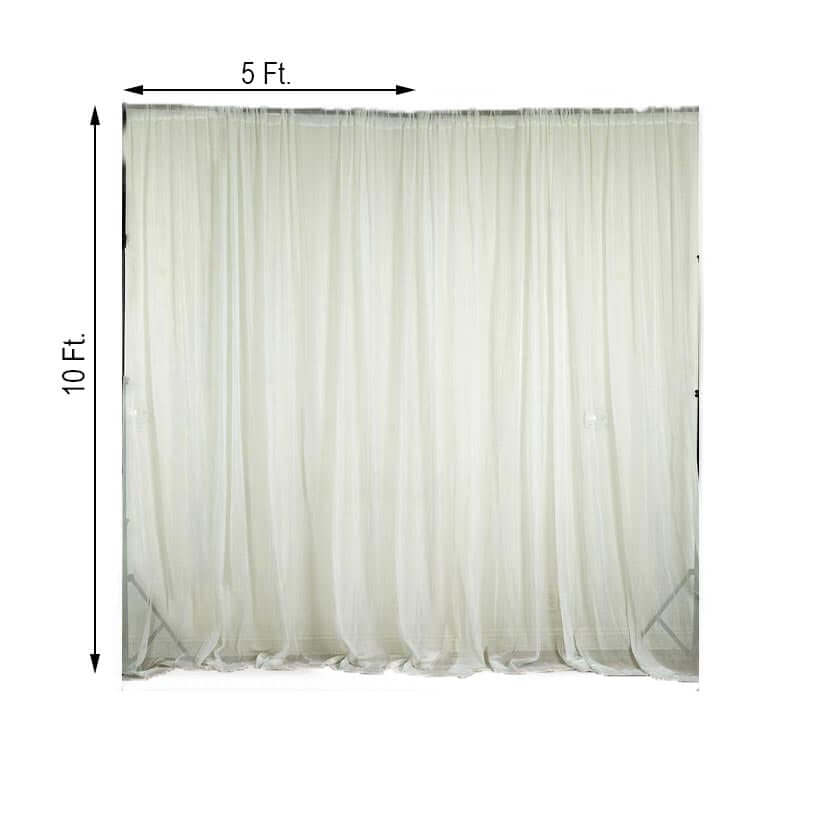 2-Pack Ivory Durable Flame-Resistant Chiffon Event Curtain Drapes, 10ftx10ft with Rod Pockets