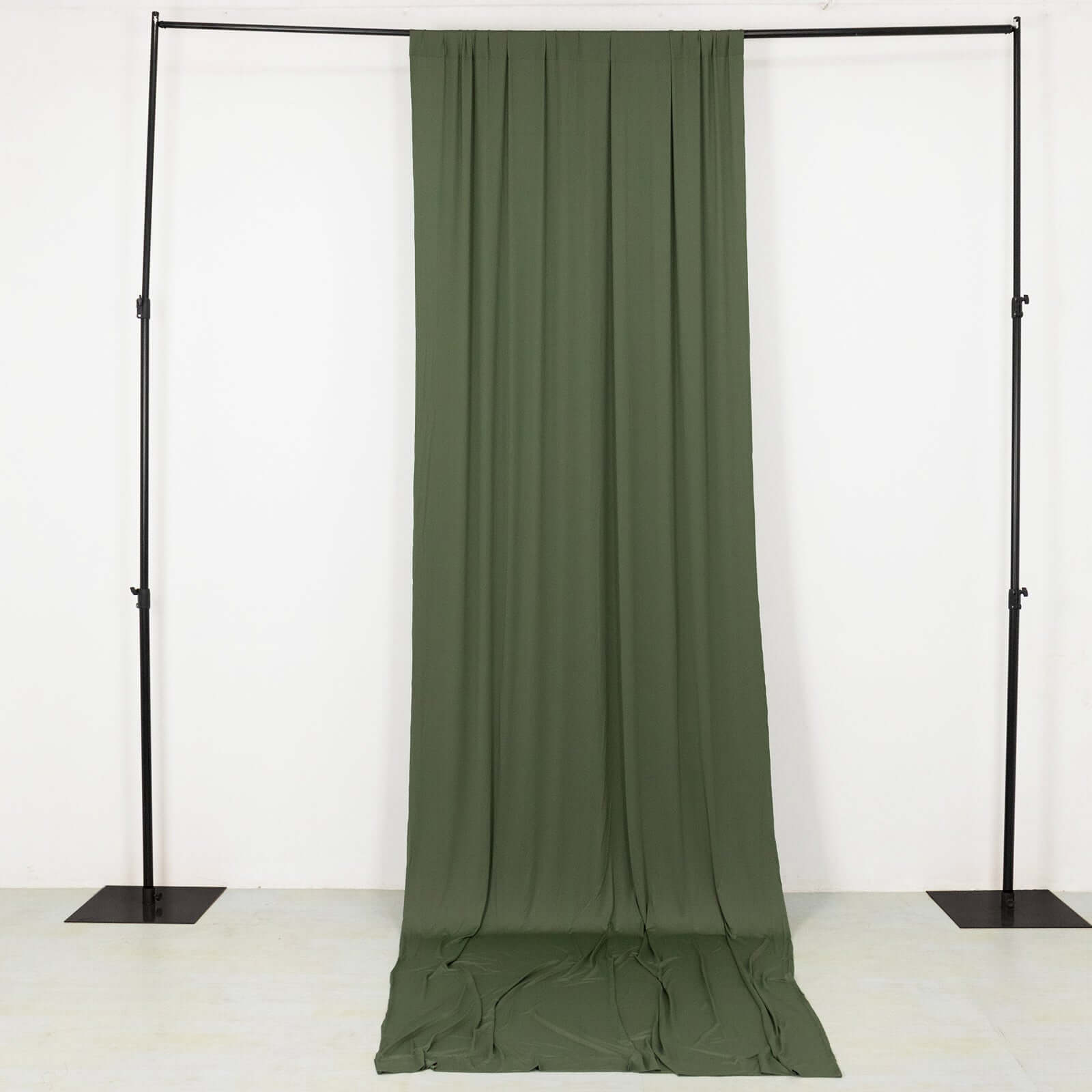 Wrinkle-Free Dusty Sage Green 4-Way Stretch Spandex Event Curtain Drapes, 5ftx14ft with Rod Pockets