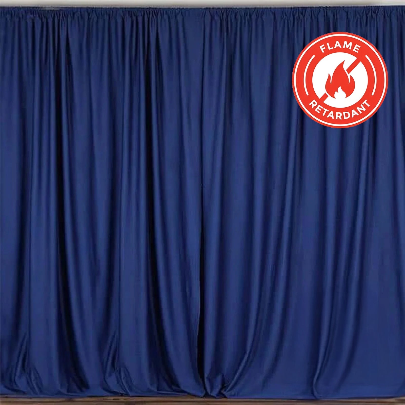 Hot Deal! 2 Pack Navy Blue 10ftx10ft Scuba Polyester Wrinkle-Free Flame Resistant Event Curtains with Rod Pockets