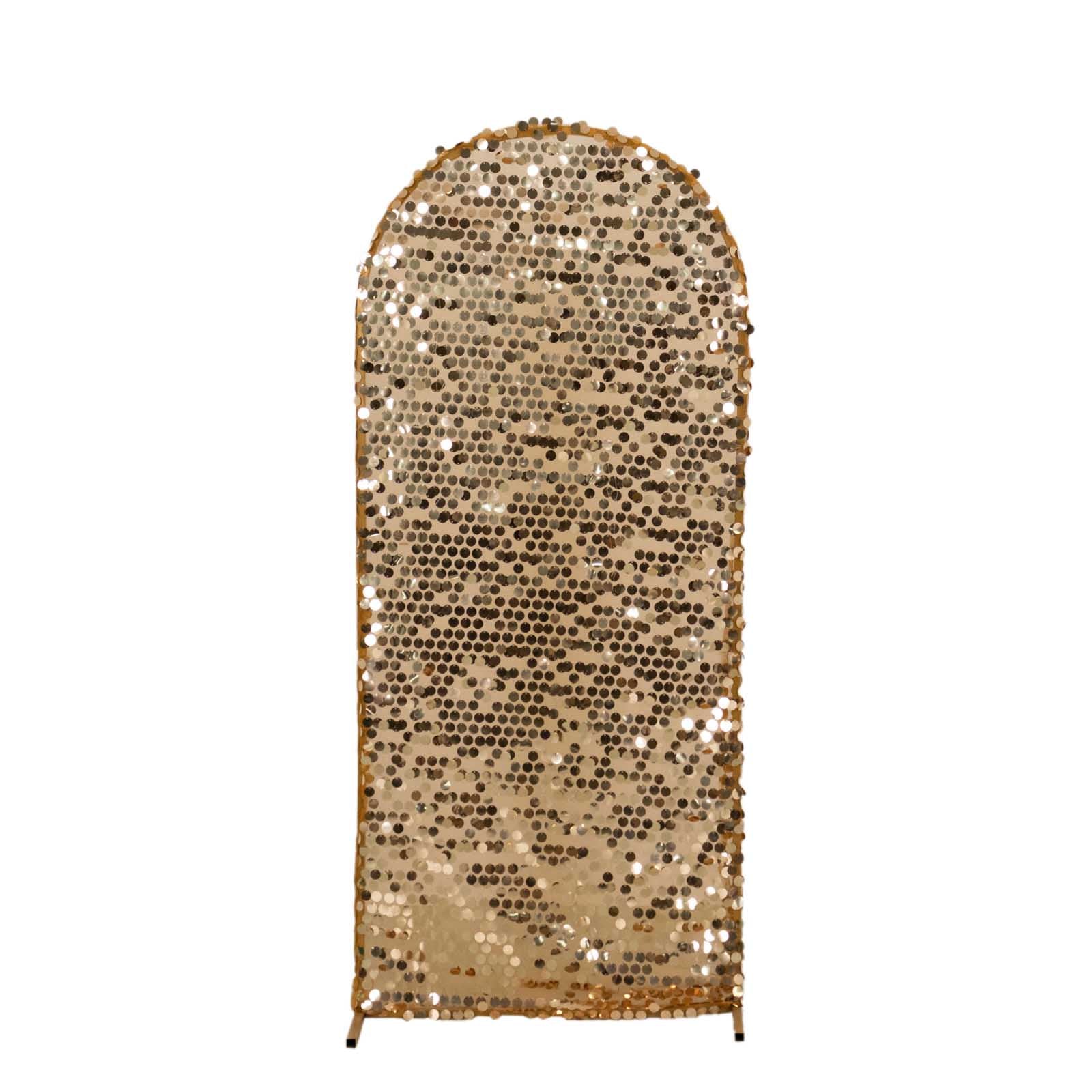 5ft Sparkling Gold Payette Sequin Fitted Cover for Round Top Wedding Arch Stand