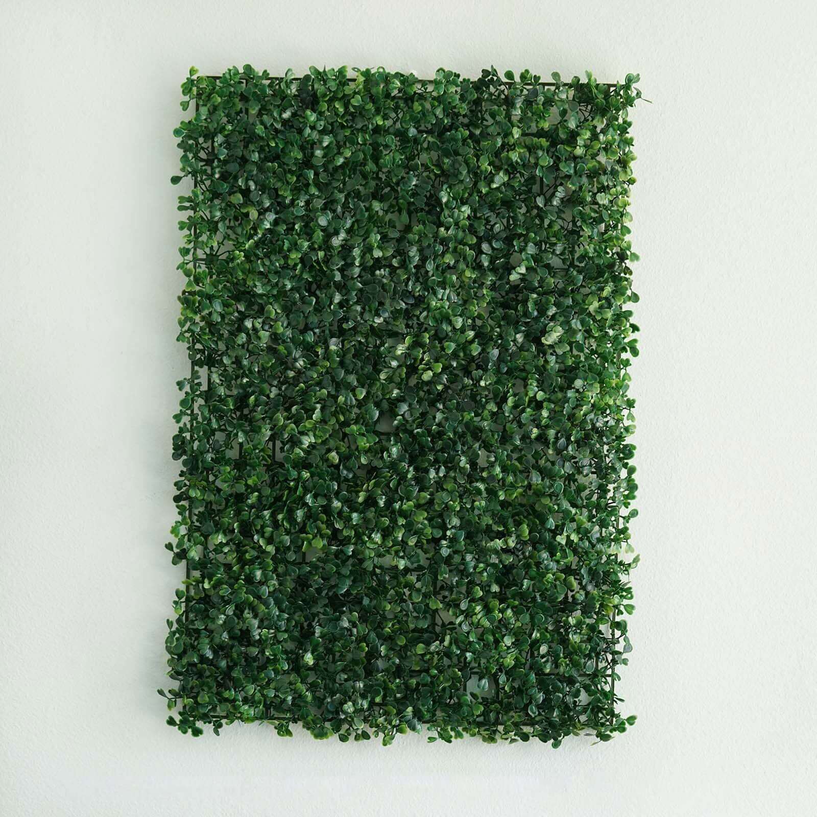 11 Sq ft. Dark Green Artificial Boxwood Hedge Garden Wall Backdrop Mat - Set of 4 Panels