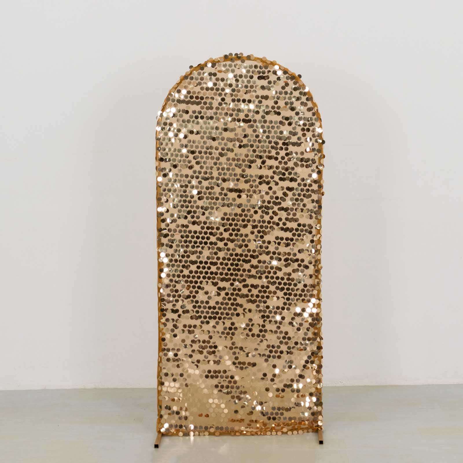 5ft Sparkling Gold Payette Sequin Fitted Cover for Round Top Wedding Arch Stand