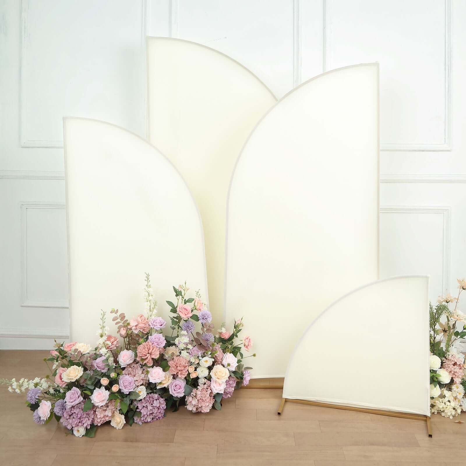 Special Offer! Set of 4 Custom - Fitted Matte Ivory Spandex Half - Moon Wedding Arch Backdrop Covers in Various Sizes