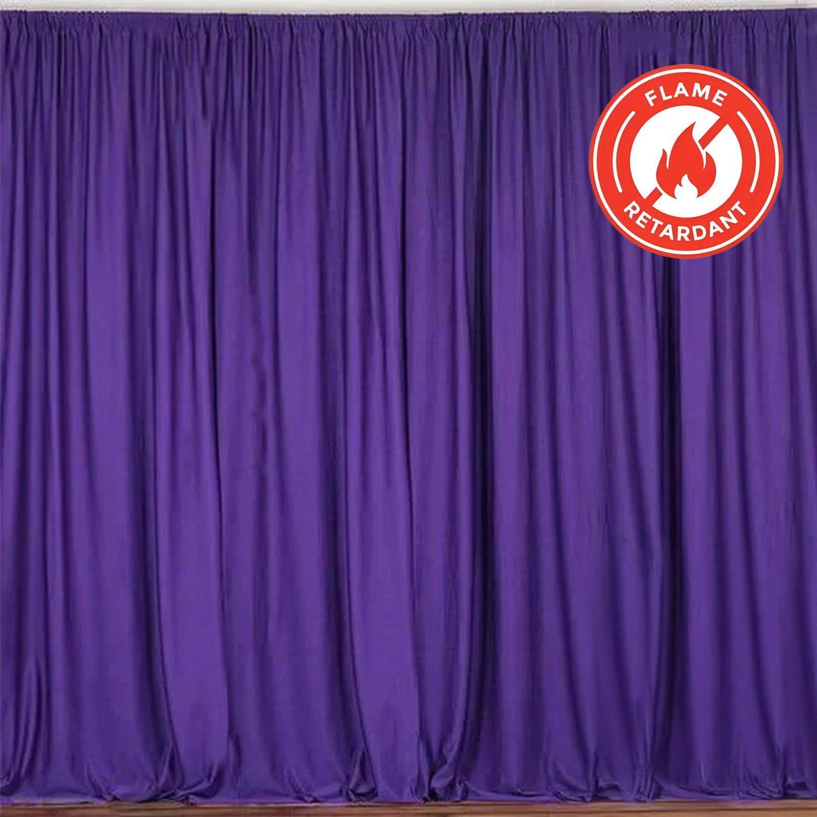 Special Offer! 2-Pack Purple Scuba Polyester Event Curtains, 10ftx10ft, Flame Resistant & Wrinkle Free
