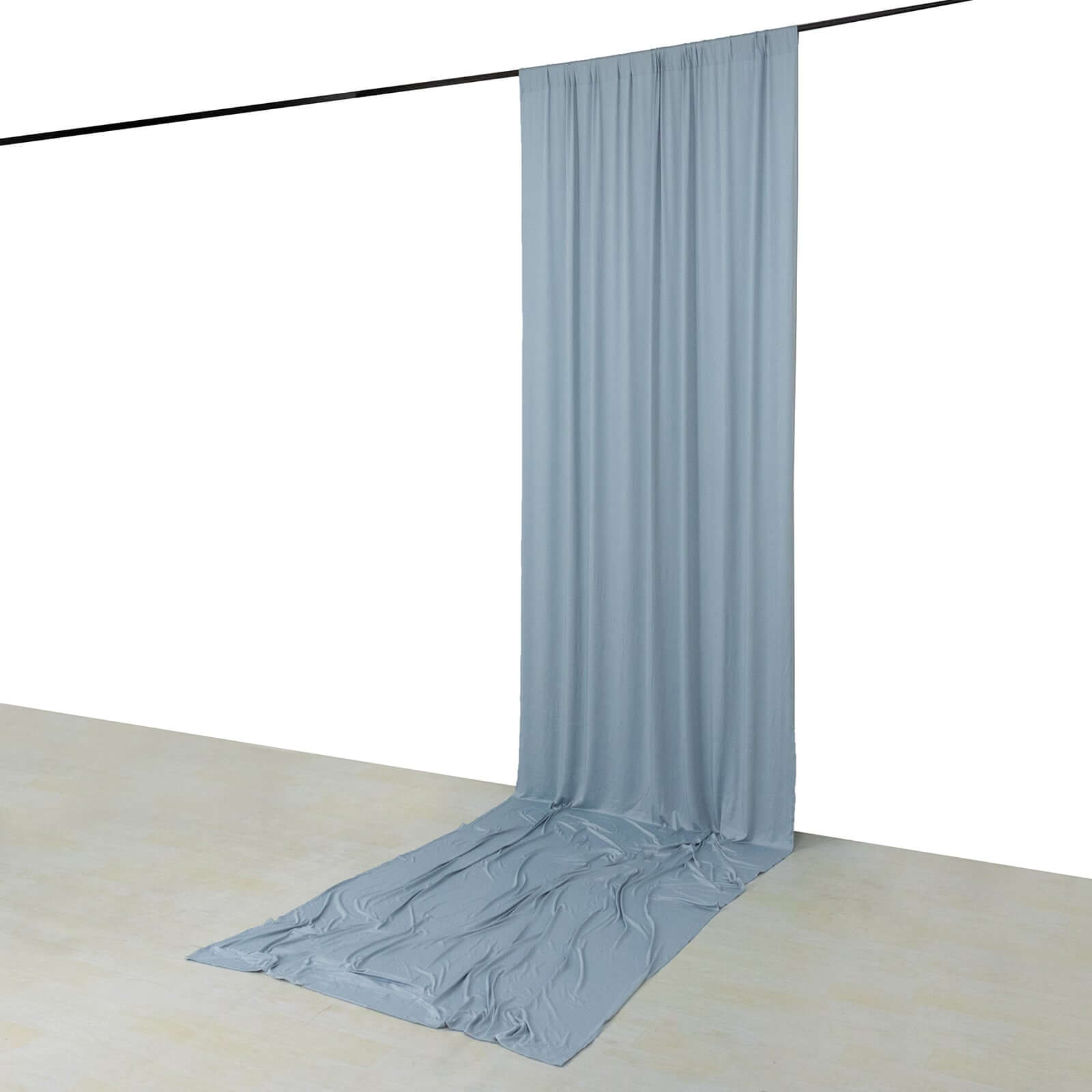 Hot Deal! Dusty Blue 4-Way Stretch Spandex Event Backdrop Curtain with Rod Pockets, 5ft x 16ft, Wrinkle-Free
