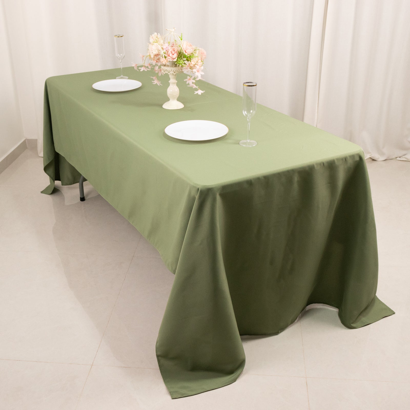Exclusive 60x126 Dusty Sage Green Polyester Rectangle Tablecloth - Stain-Resistant 220GSM