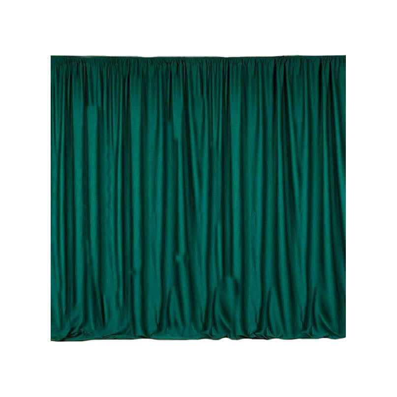 2-Pack Hunter Emerald Green Scuba Polyester Event Curtains - 10ftx10ft, Durable, Flame Resistant & Wrinkle Free!