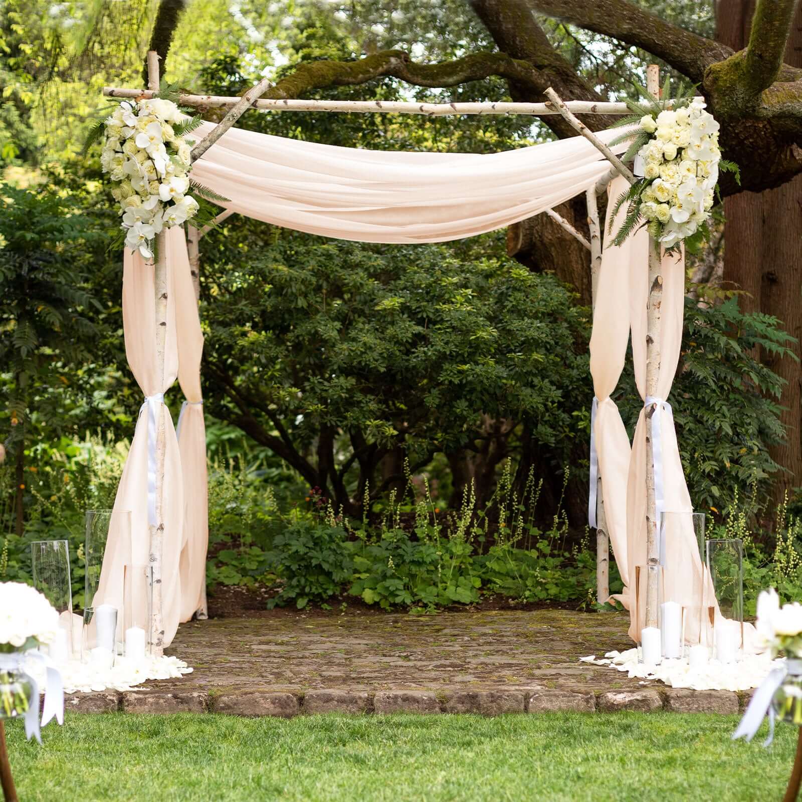 Limited-Time Offer! 5ft x 14ft Premium Nude Chiffon Flame-Resistant Curtain Panel with Rod Pocket