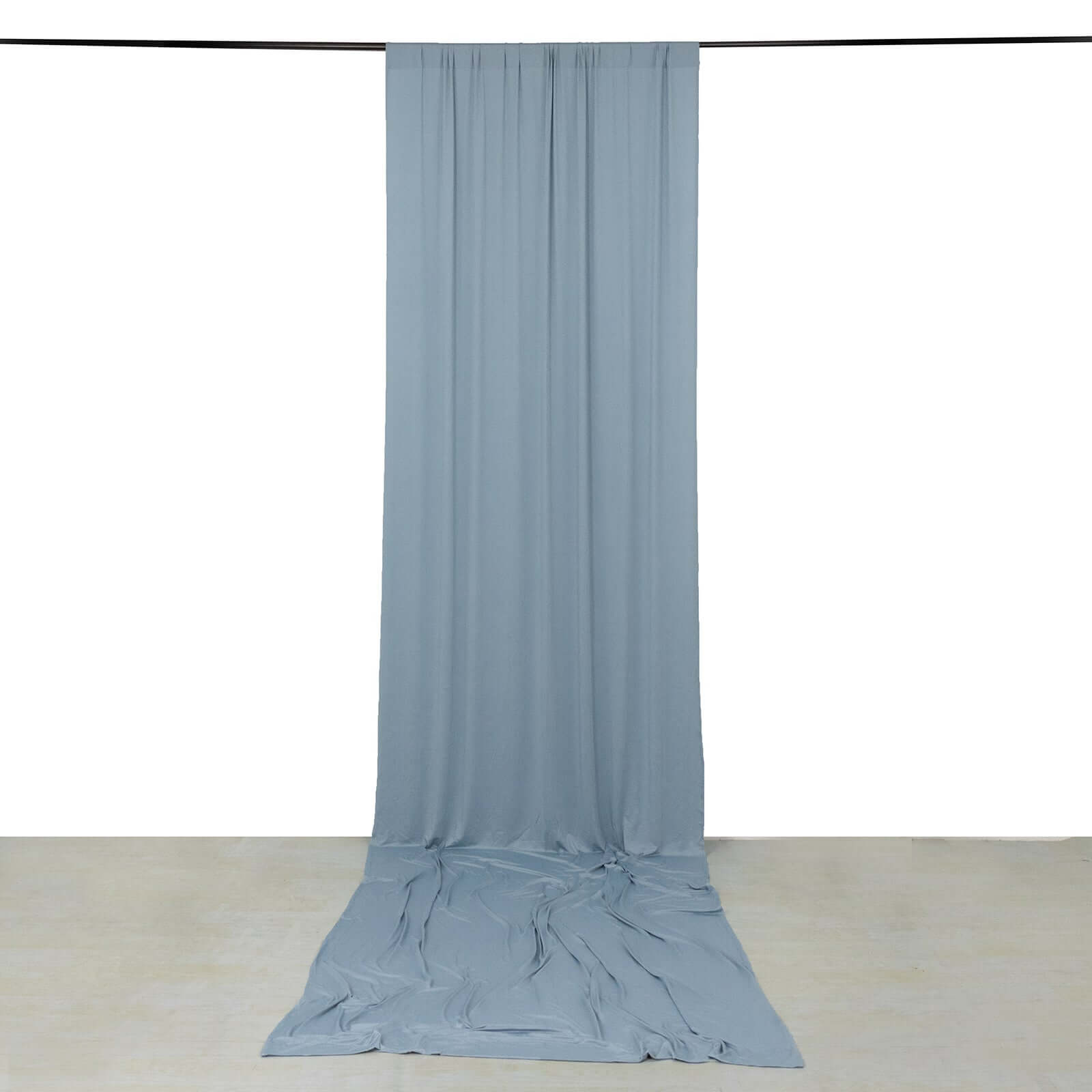 Hot Deal! Dusty Blue 4-Way Stretch Spandex Event Backdrop Curtain with Rod Pockets, 5ft x 16ft, Wrinkle-Free