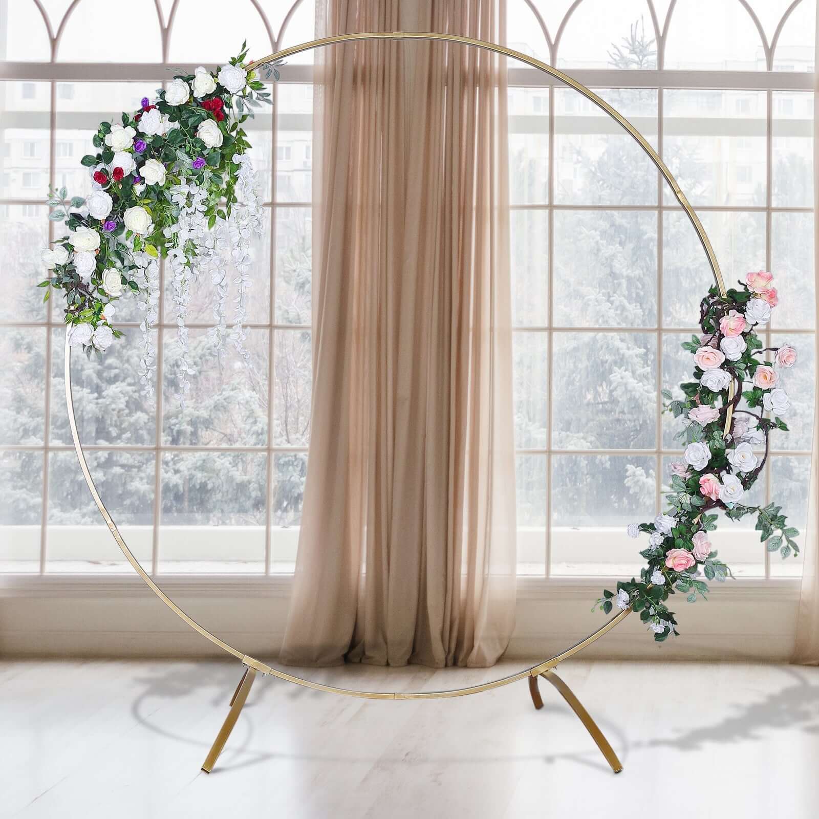 7.5ft Gold Heavy Duty Metal Round Wedding Arch Stand - Ideal for Photos