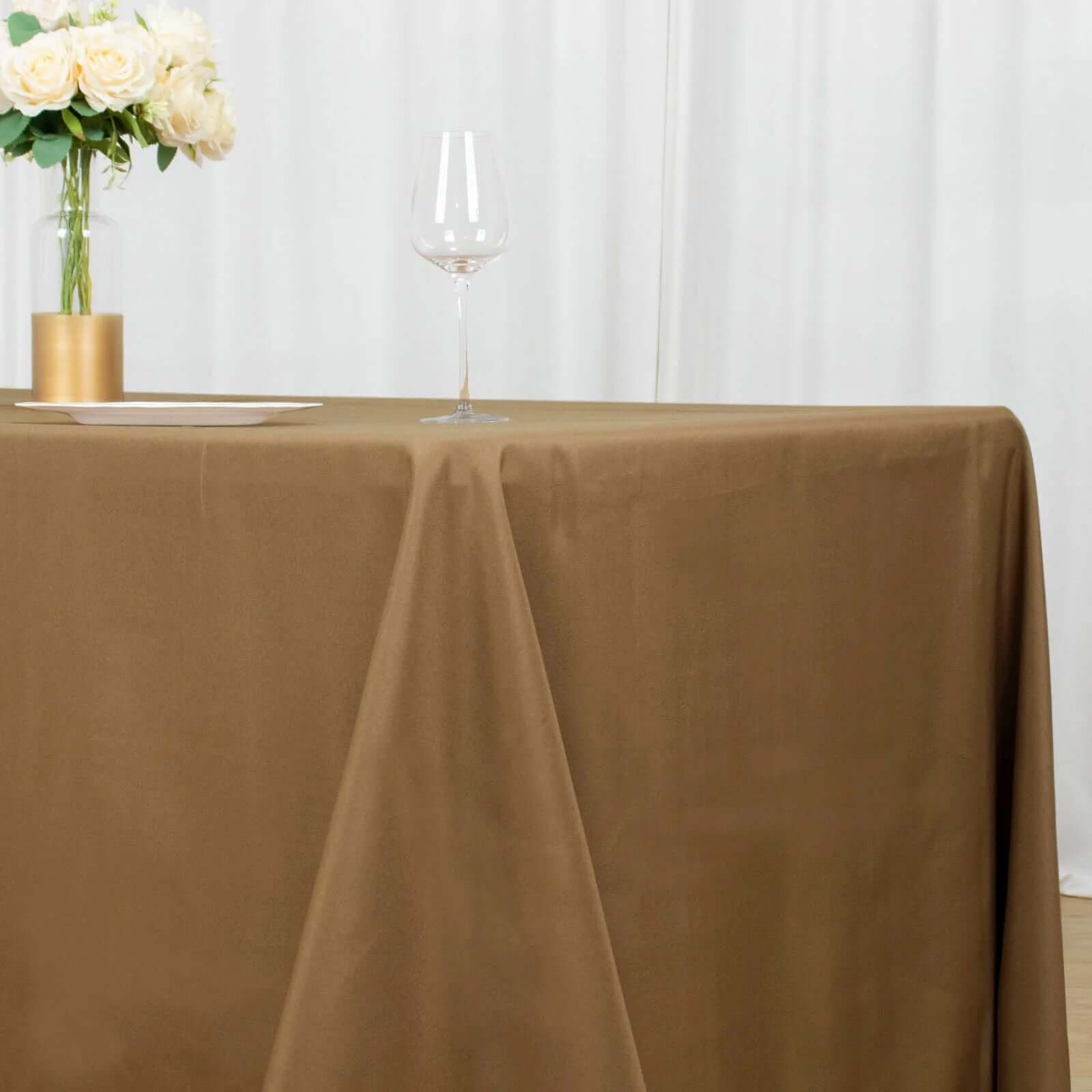 Exclusive Seamless Wrinkle-Resistant Taupe Polyester Tablecloth 90x156