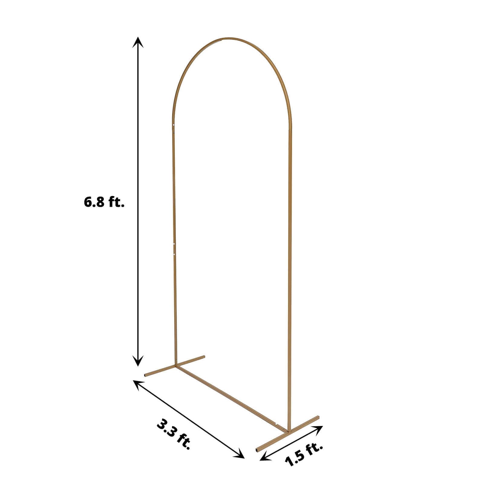 7ft Gold Metal Wedding Arch Chiara: Ideal Floral Display Frame with Round Top for Events