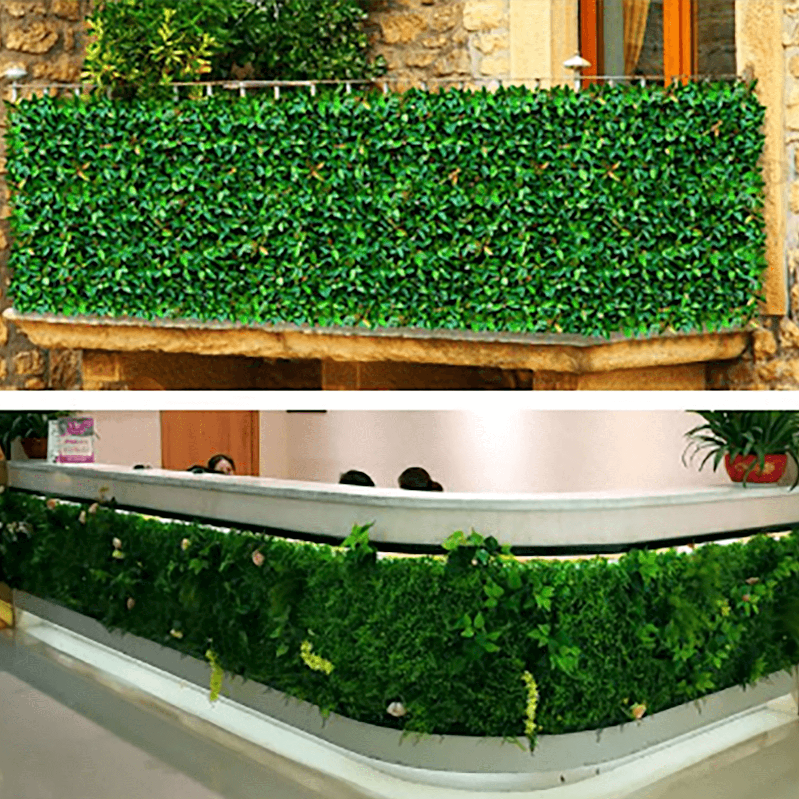 11 Sq ft. Dark Green Artificial Boxwood Hedge Garden Wall Backdrop Mat - Set of 4 Panels
