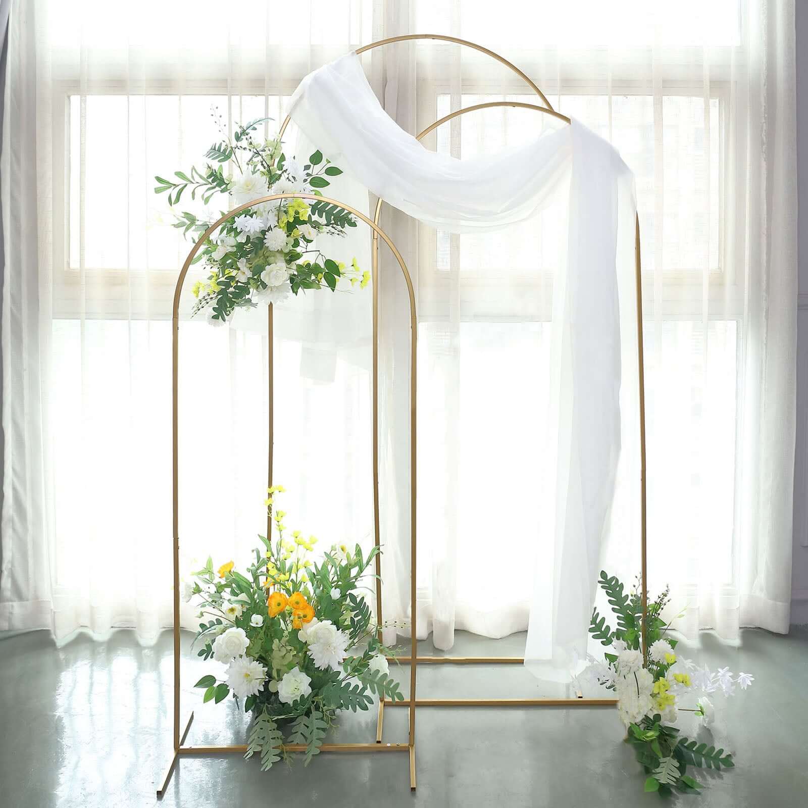 5ft Gold Metal Wedding Arch - Chiara Floral Display Frame with Round Top (Great Deal!)