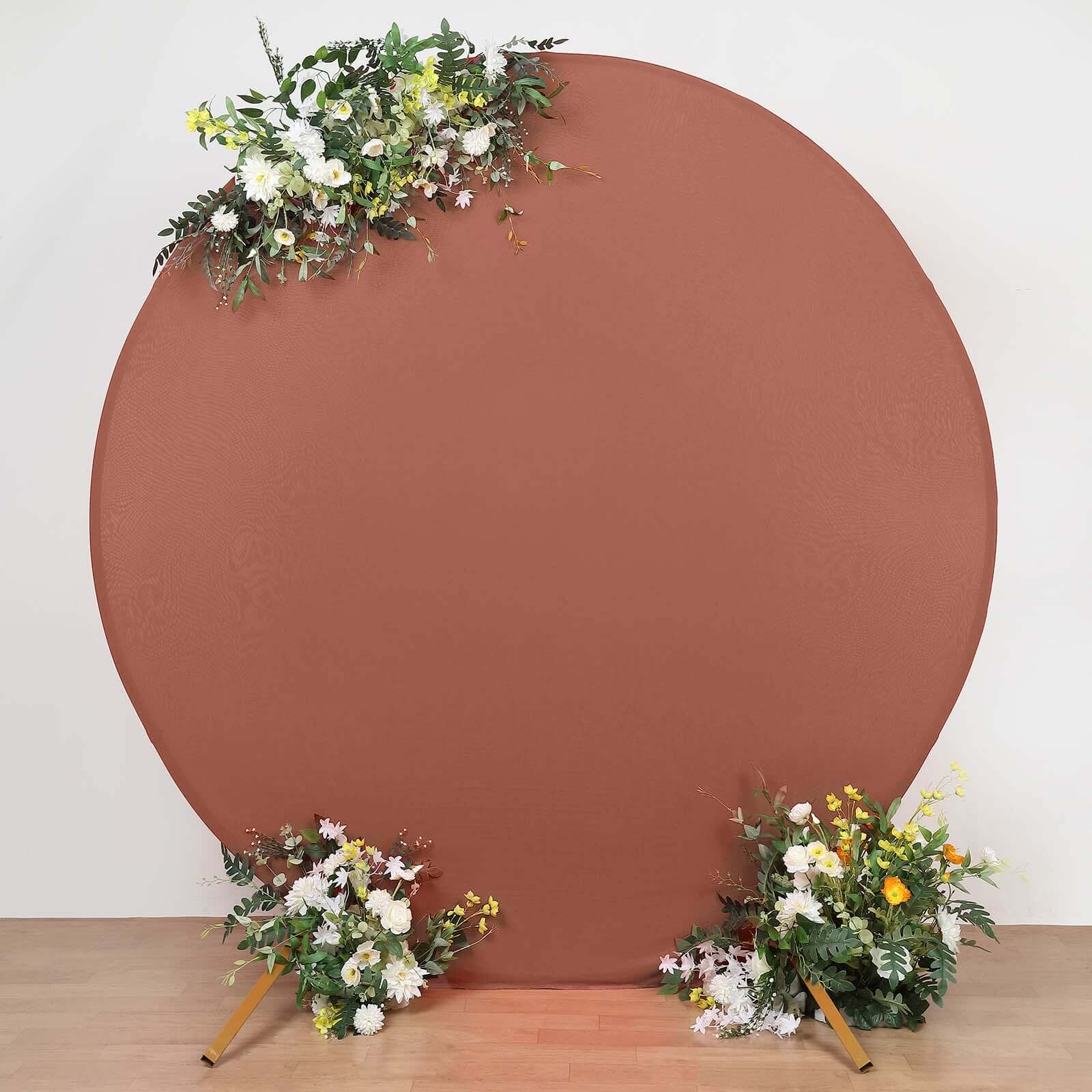 7.5ft Terracotta (Rust) Round Spandex Party Backdrop Stand Cover - Ideal for Events