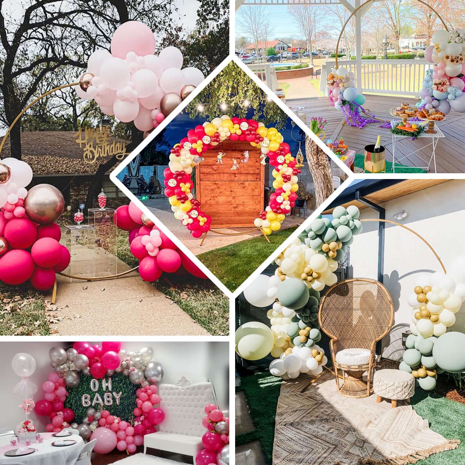 7.5ft Gold Heavy Duty Metal Round Wedding Arch Stand - Ideal for Photos
