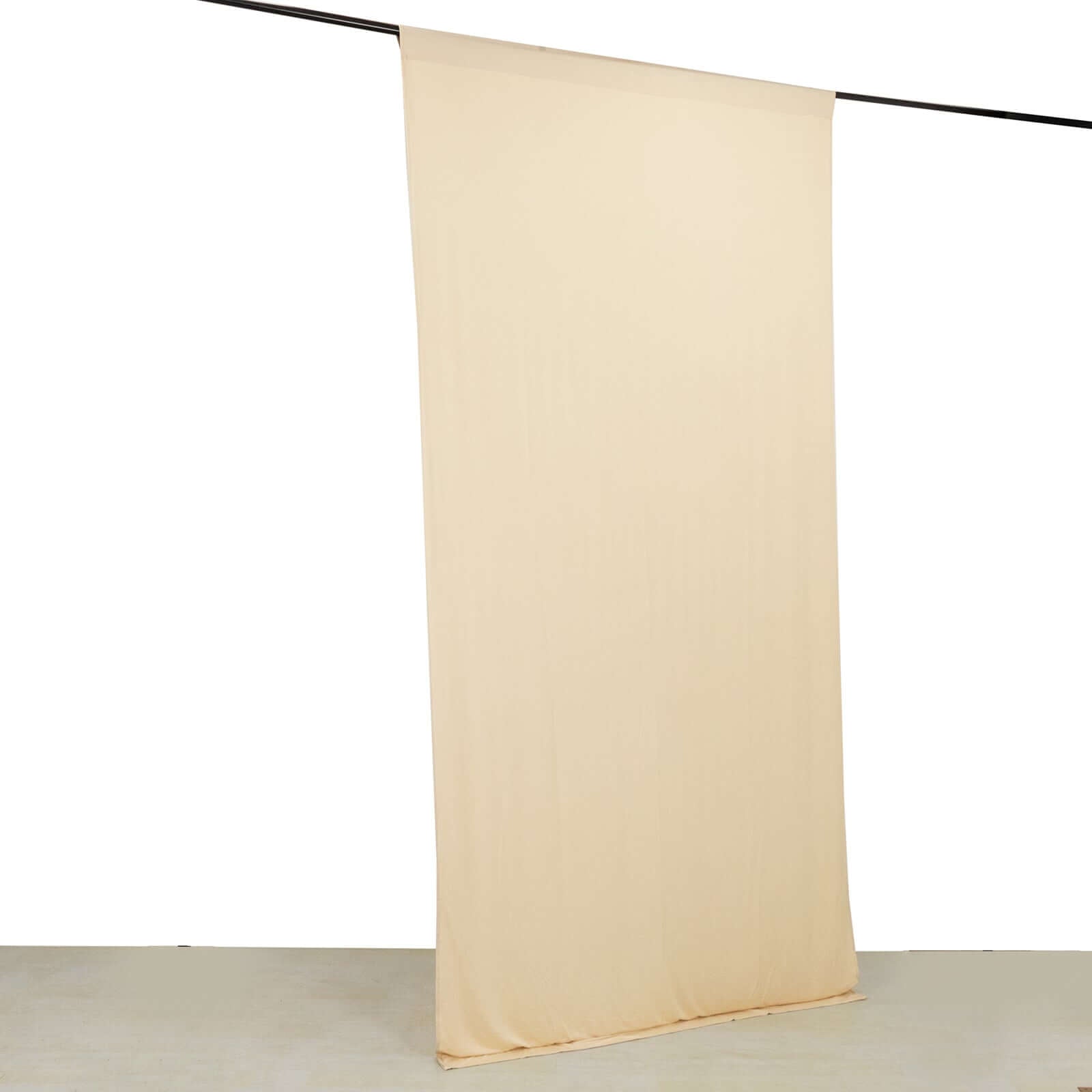Beige Wrinkle-Free 4-Way Stretch Spandex Event Backdrop Drapes, 5ft x 10ft with Rod Pockets