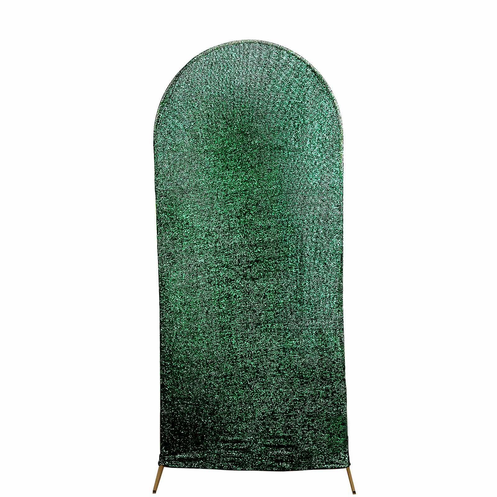 Exclusive 6ft Hunter Emerald Green Shimmer Tinsel Spandex Cover for Fitted Round Top Wedding Arch