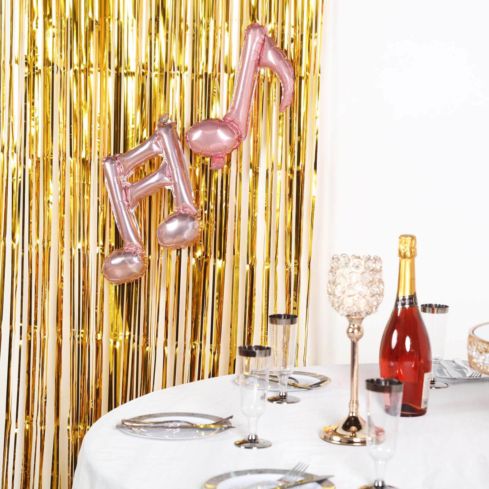 8ft Gold Metallic Foil Fringe Curtain - Ideal Party Backdrop