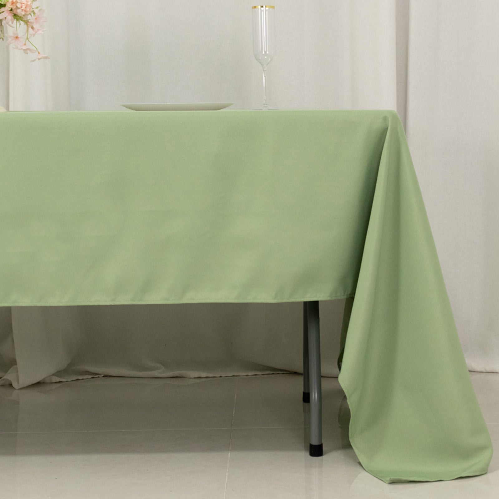 Hot! Sage Green 60x126 Polyester Rectangle Tablecloth - 220GSM Stain-Resistant