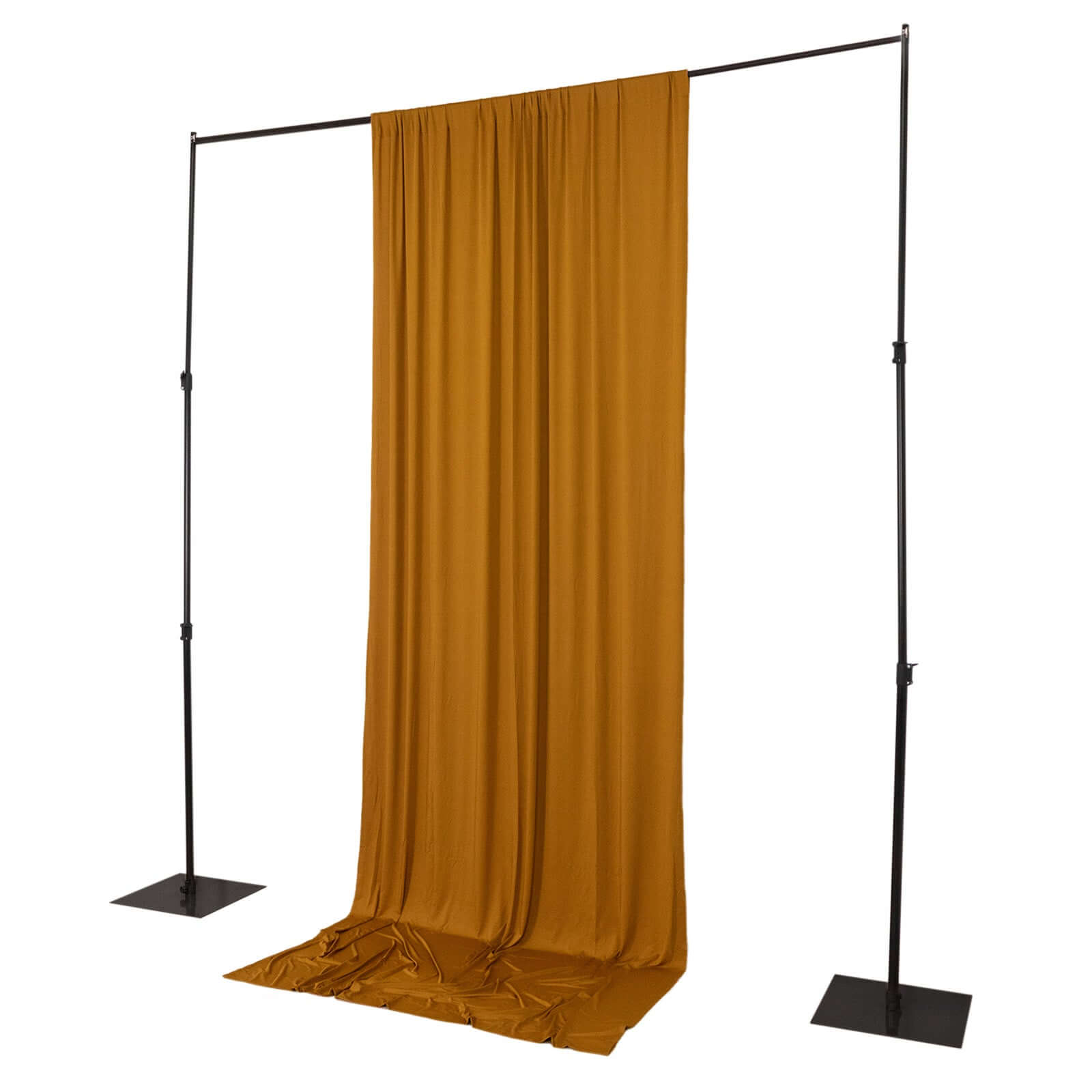 Wrinkle-Free Gold Spandex 4-Way Stretch Event Drapes with Rod Pockets - 5ft x 12ft
