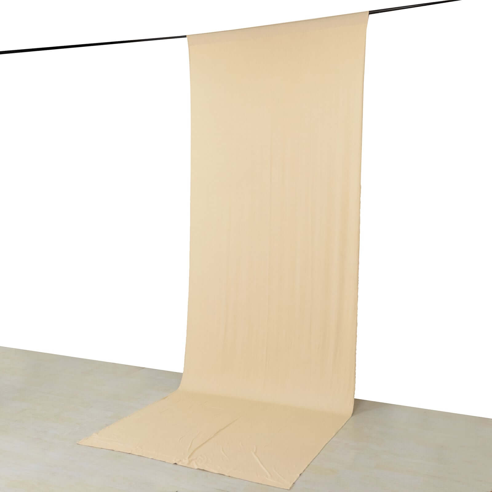 Beige Wrinkle-Free 4-Way Stretch Spandex Event Backdrop Curtain with Rod Pockets, 5ft x 14ft