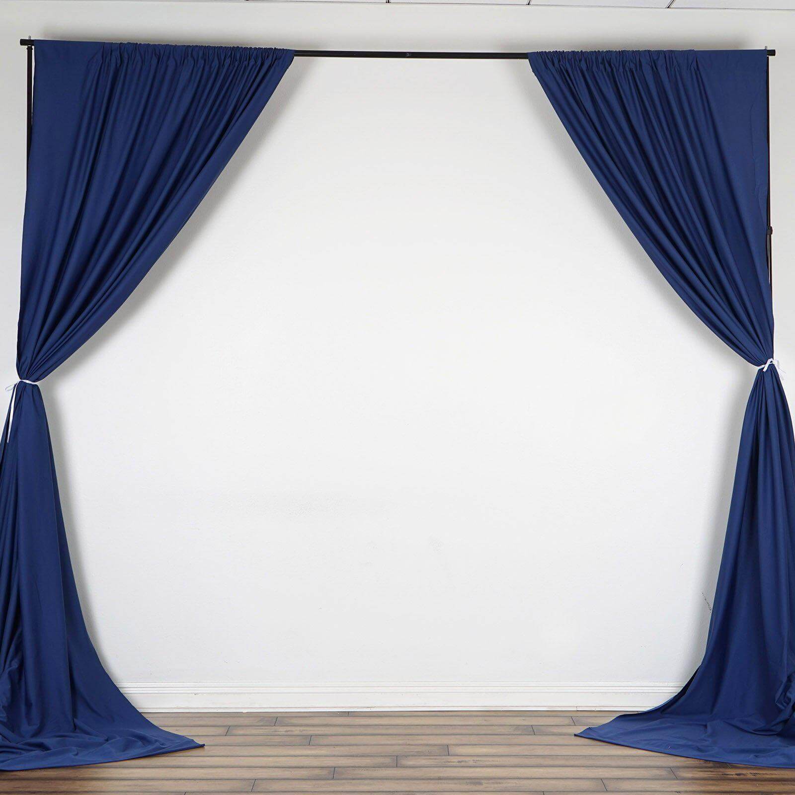 Hot Deal! 2 Pack Navy Blue 10ftx10ft Scuba Polyester Wrinkle-Free Flame Resistant Event Curtains with Rod Pockets
