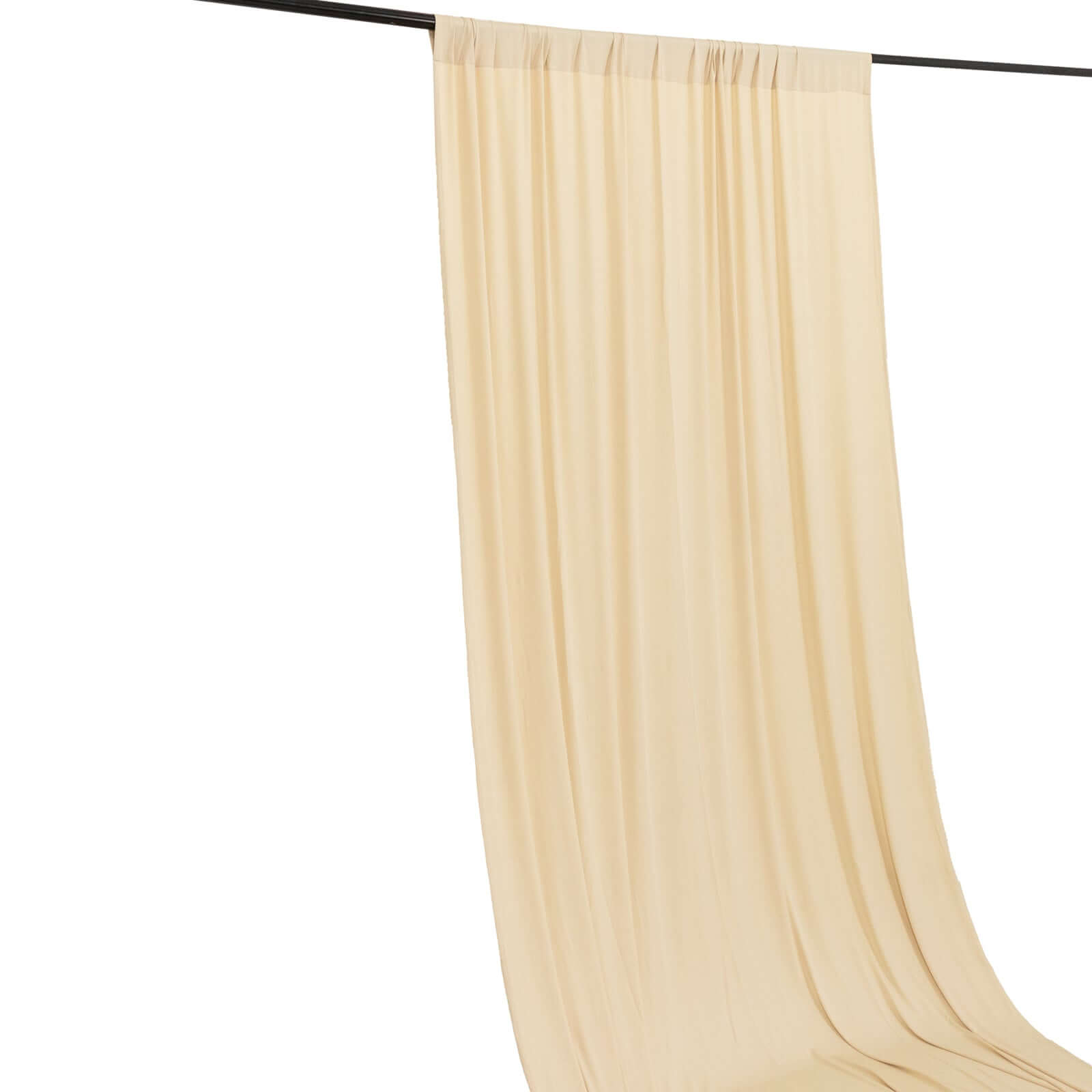 Beige Wrinkle-Free 4-Way Stretch Spandex Event Backdrop Curtain with Rod Pockets, 5ft x 14ft