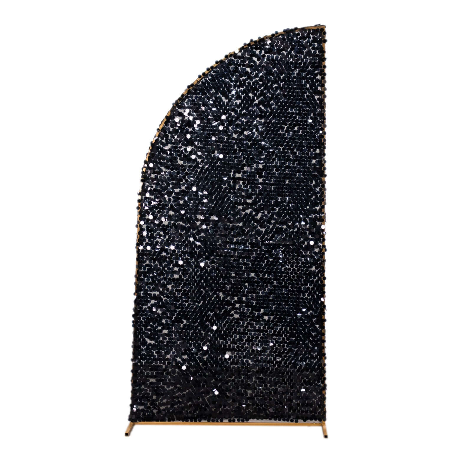 Hot Sale! 6ft Black Double-Sided Payette Sequin Wedding Arch Cover for Half Moon Backdrop Stand