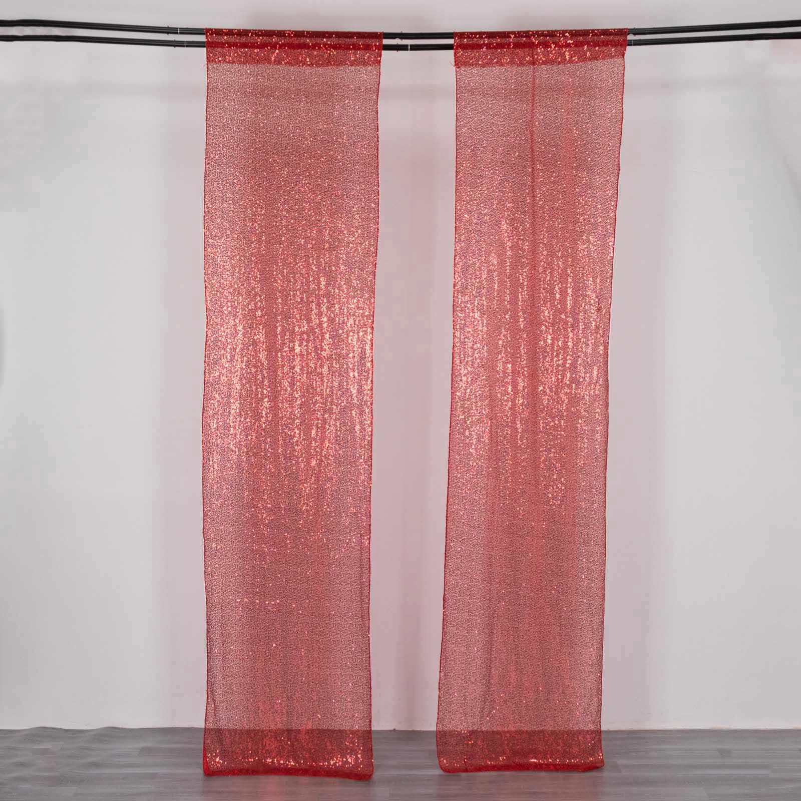 Hot Sale! 2 Pack 8ftx2ft Red Sequin Event Curtain Drapes with Rod Pockets for Stunning Backdrops