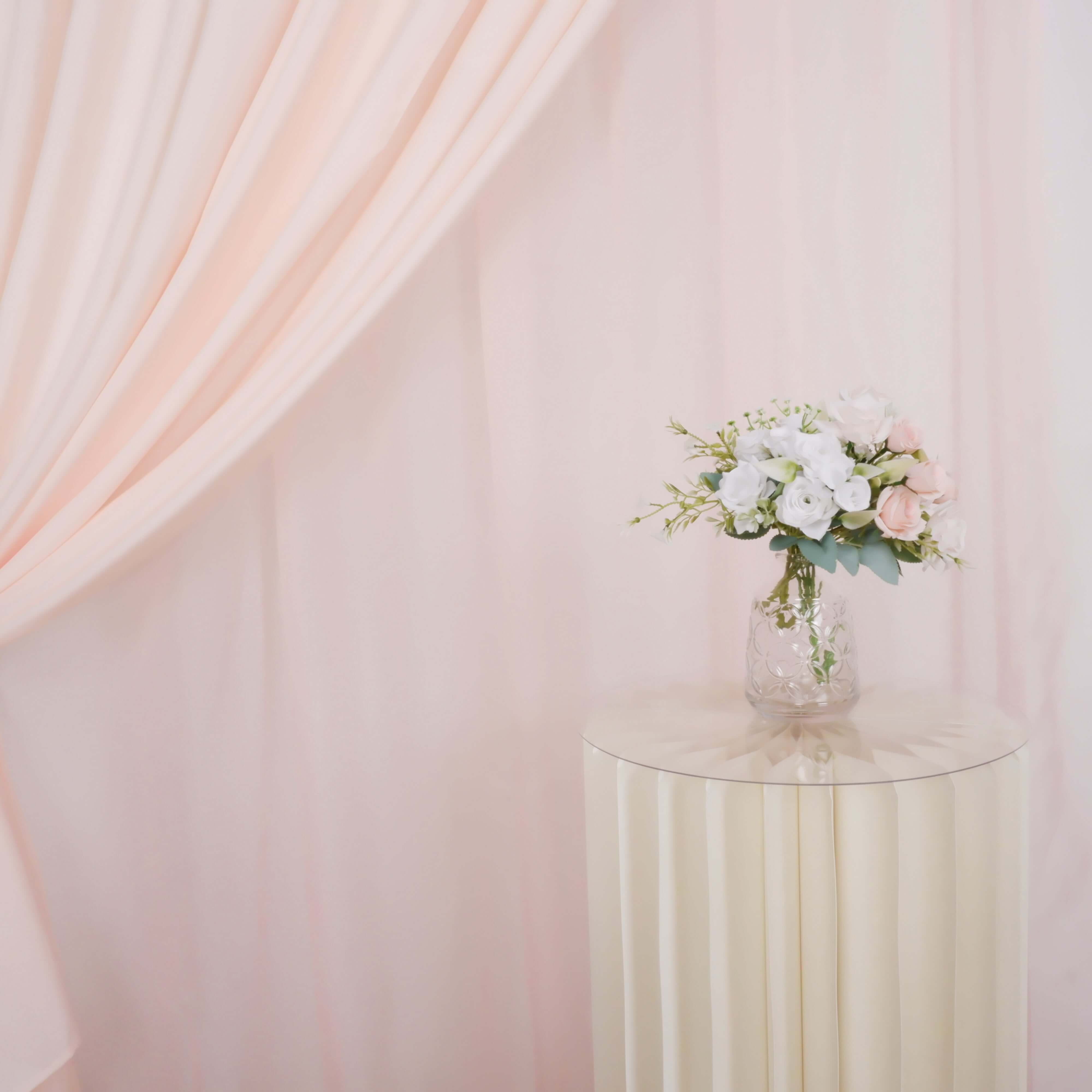 Hot Sale! 10ftx10ft Blush Dual - Layer Chiffon & Polyester Event Curtain Drapes with Rod Pockets