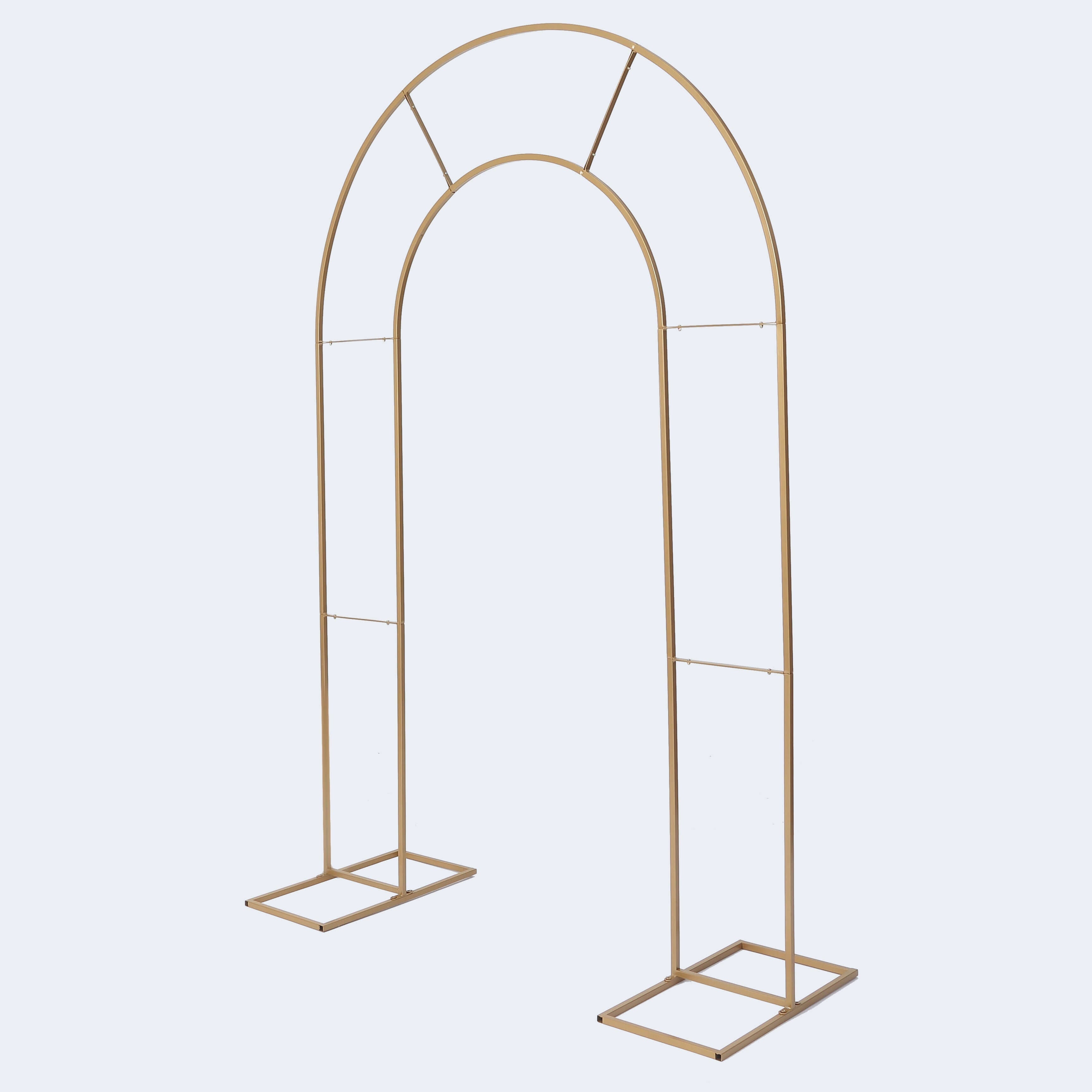 Hot Sale! 8ft Gold Metal Double Arch Wedding Arbor, Ideal for Ceremonies and Backdrops
