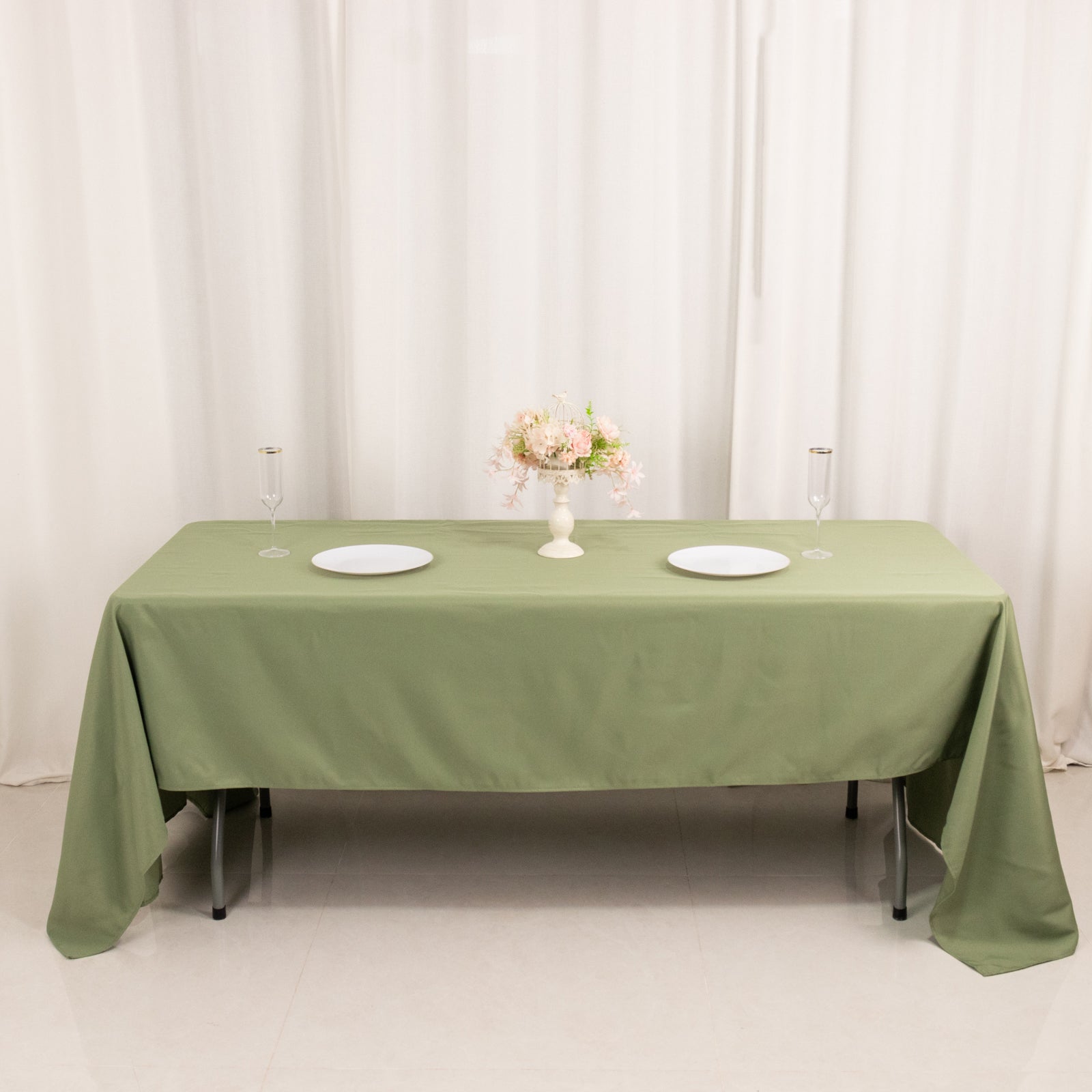 Exclusive 60x126 Dusty Sage Green Polyester Rectangle Tablecloth - Stain-Resistant 220GSM