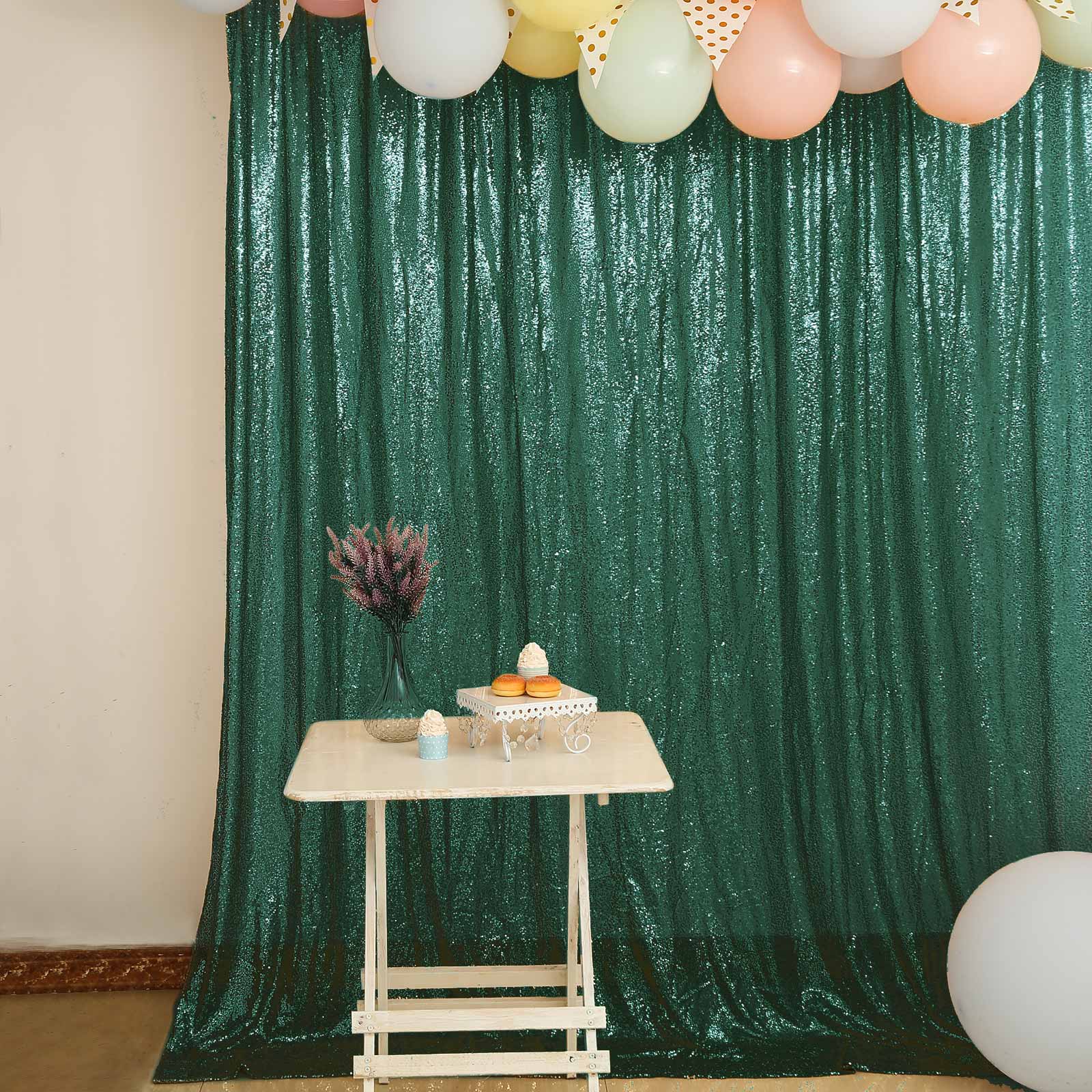 Hunter Emerald Green 8ftx8ft Sequin Event Curtain Drapes - Perfect Backdrop