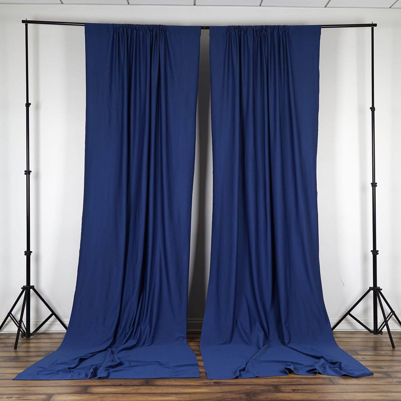 Hot Deal! 2 Pack Navy Blue 10ftx10ft Scuba Polyester Wrinkle-Free Flame Resistant Event Curtains with Rod Pockets