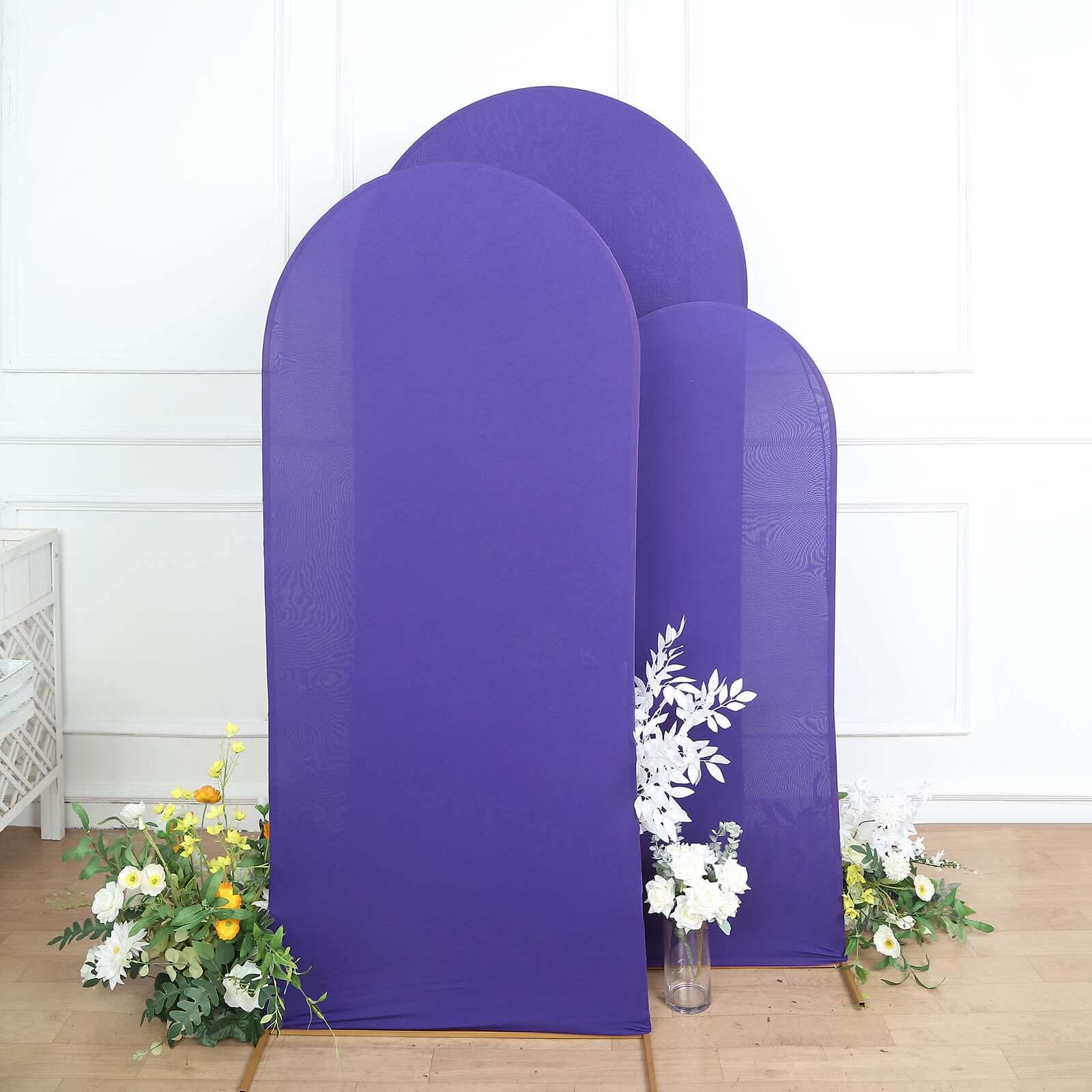 Hot! 3-Piece Matte Purple Spandex Fitted Covers for Round Top Chiara Wedding Arch (5ft, 6ft, 7ft)