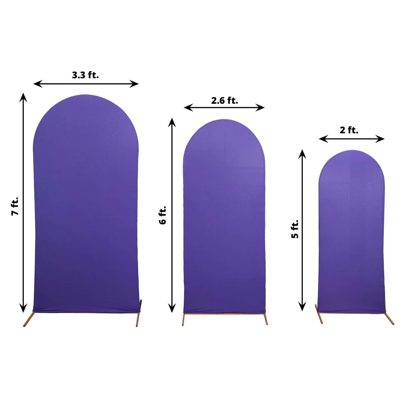 Hot! 3-Piece Matte Purple Spandex Fitted Covers for Round Top Chiara Wedding Arch (5ft, 6ft, 7ft)