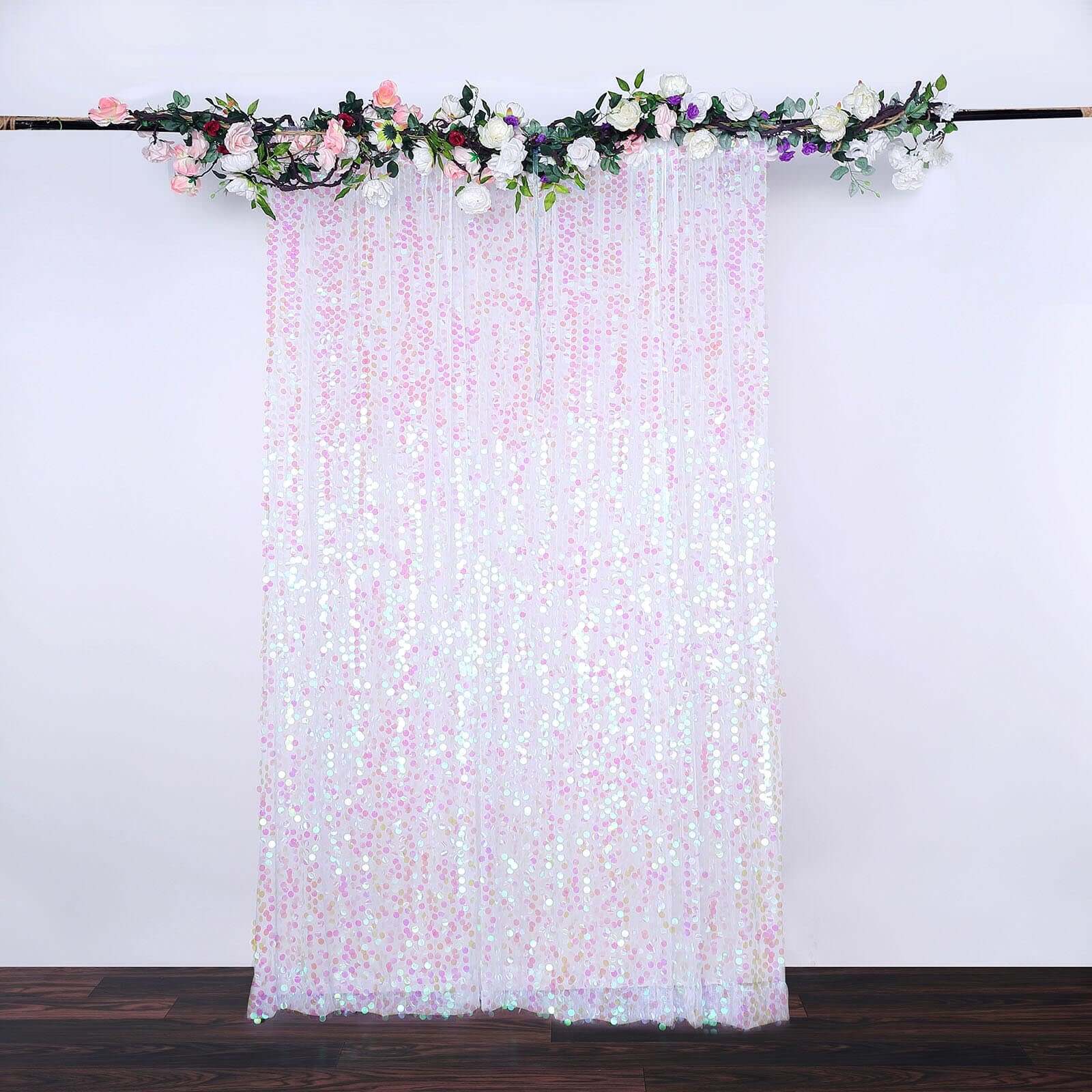8ft by 8ft Iridescent Payette Big Sequin Event Drapes for Backdrop