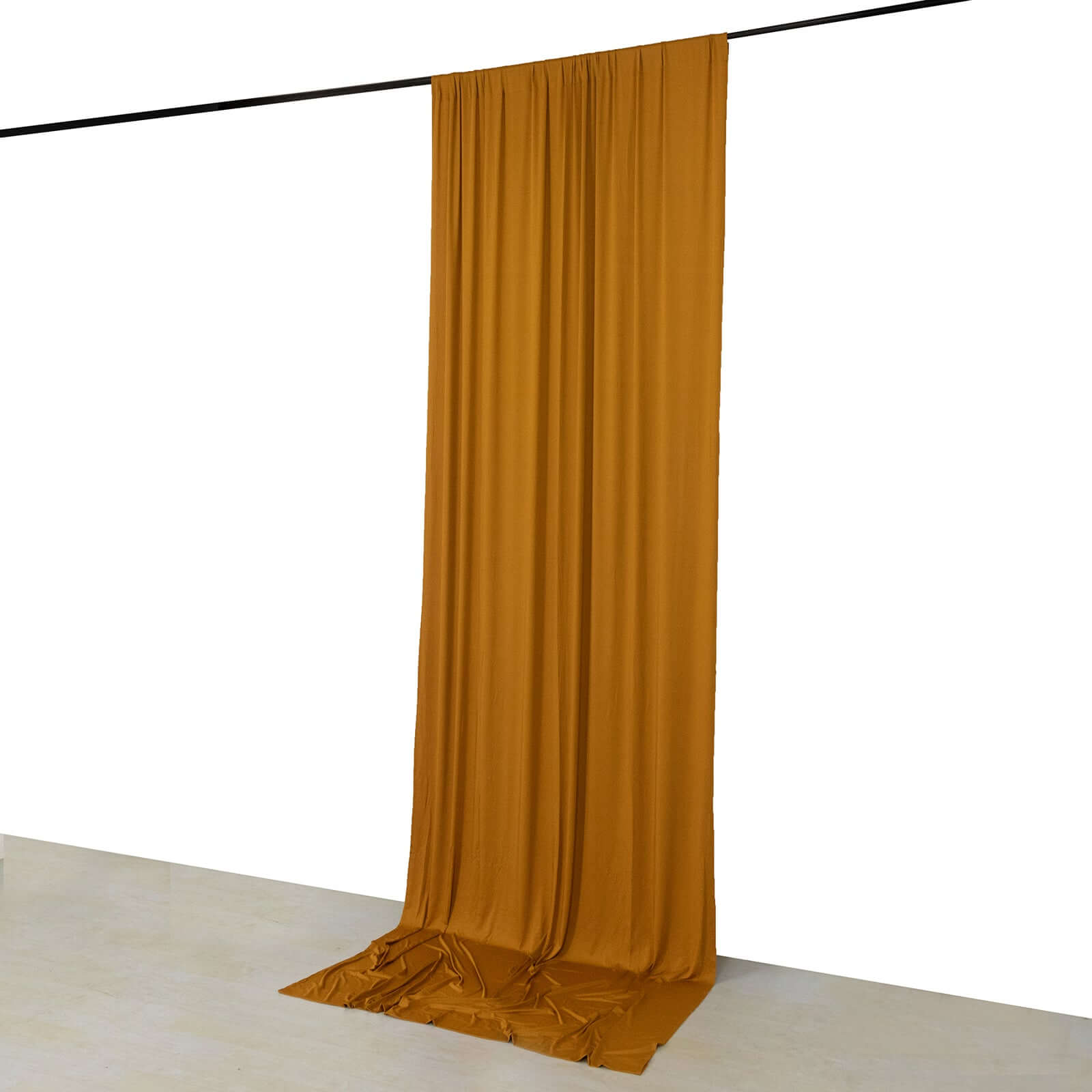 Wrinkle-Free Gold Spandex 4-Way Stretch Event Drapes with Rod Pockets - 5ft x 12ft