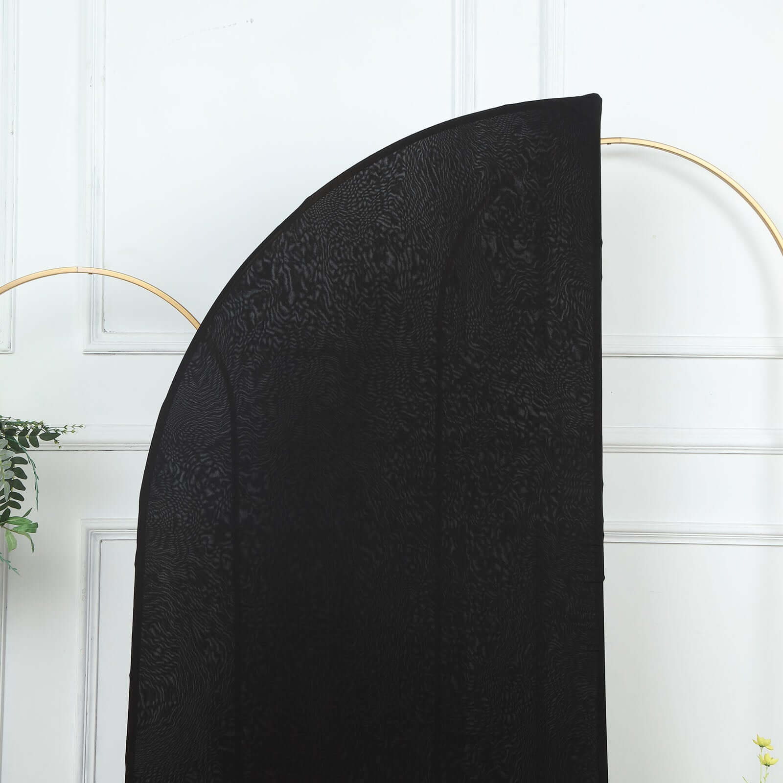 Custom-Fitted 6ft Matte Black Spandex Half Moon Chiara Wedding Arch Backdrop Cover