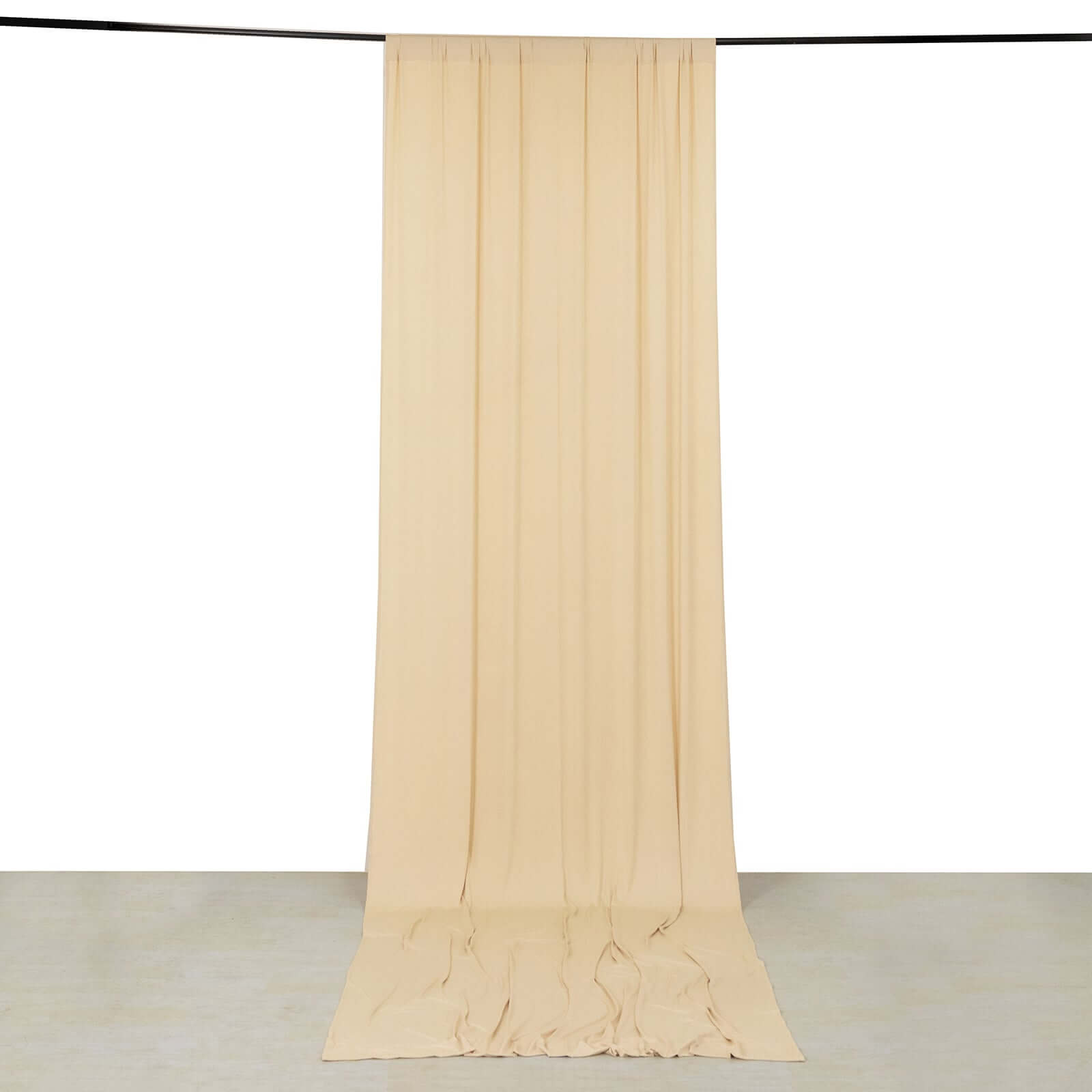 Beige Wrinkle-Free 4-Way Stretch Spandex Event Backdrop Curtain with Rod Pockets, 5ft x 14ft