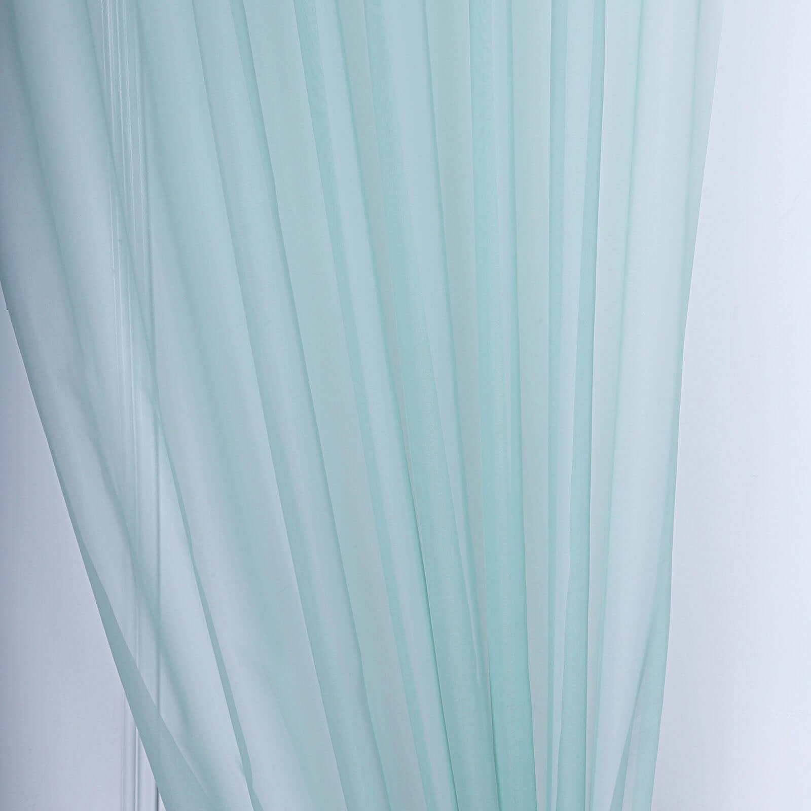 2-Pack Dusty Sage Green Flame-Resistant Chiffon Event Curtains, 10ftx10ft - Great for Events!
