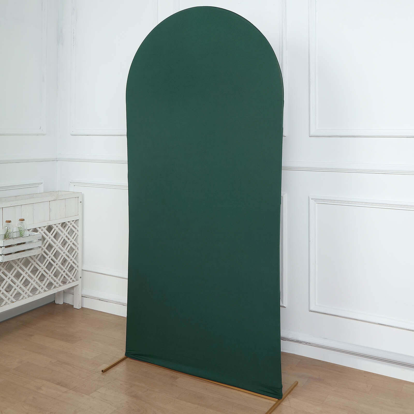 7ft Matte Hunter Emerald Green Spandex Fitted Backdrop Stand Cover for Round Top Wedding Arch - Ideal Decor