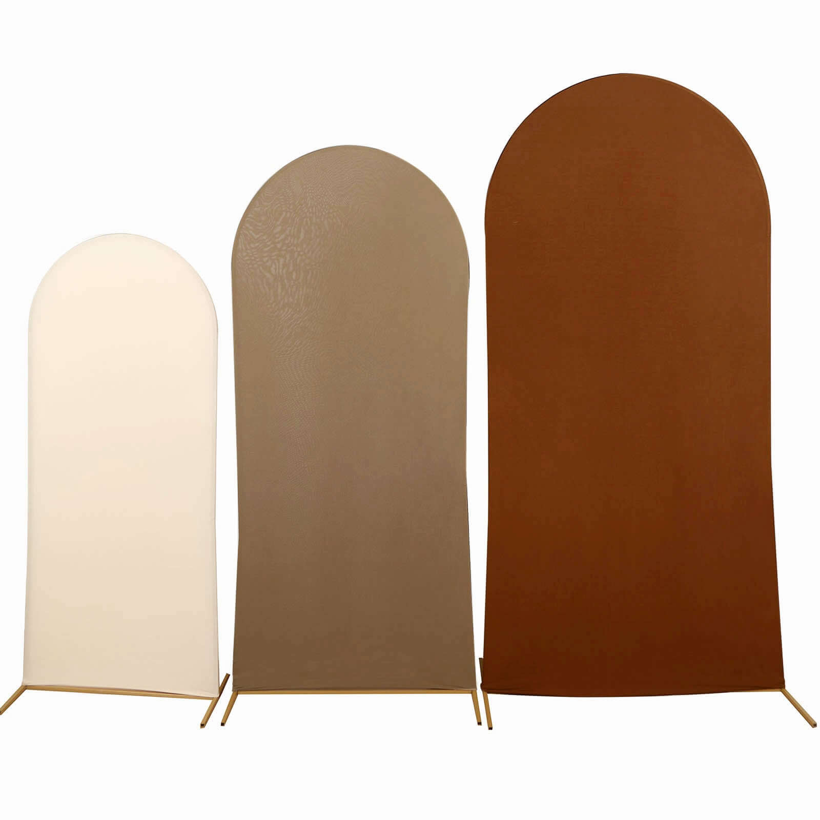 Exclusive Set of 3 Mixed Natural Spandex Fitted Covers for Round Top Wedding Arch - 5ft, 6ft, 7ft