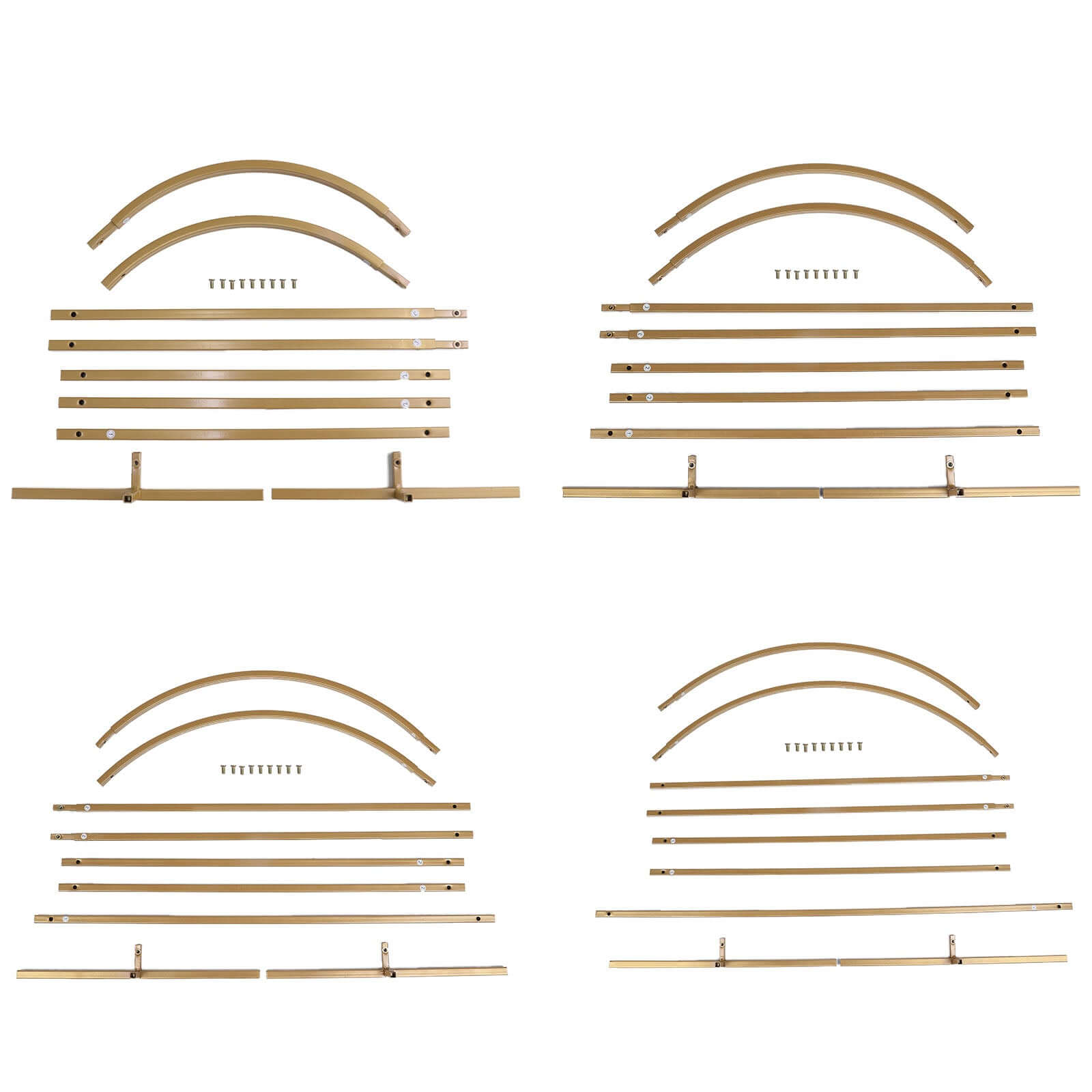 4-Piece Gold Metal Wedding Arch Backdrop Stand Set with Round Top for Floral Display