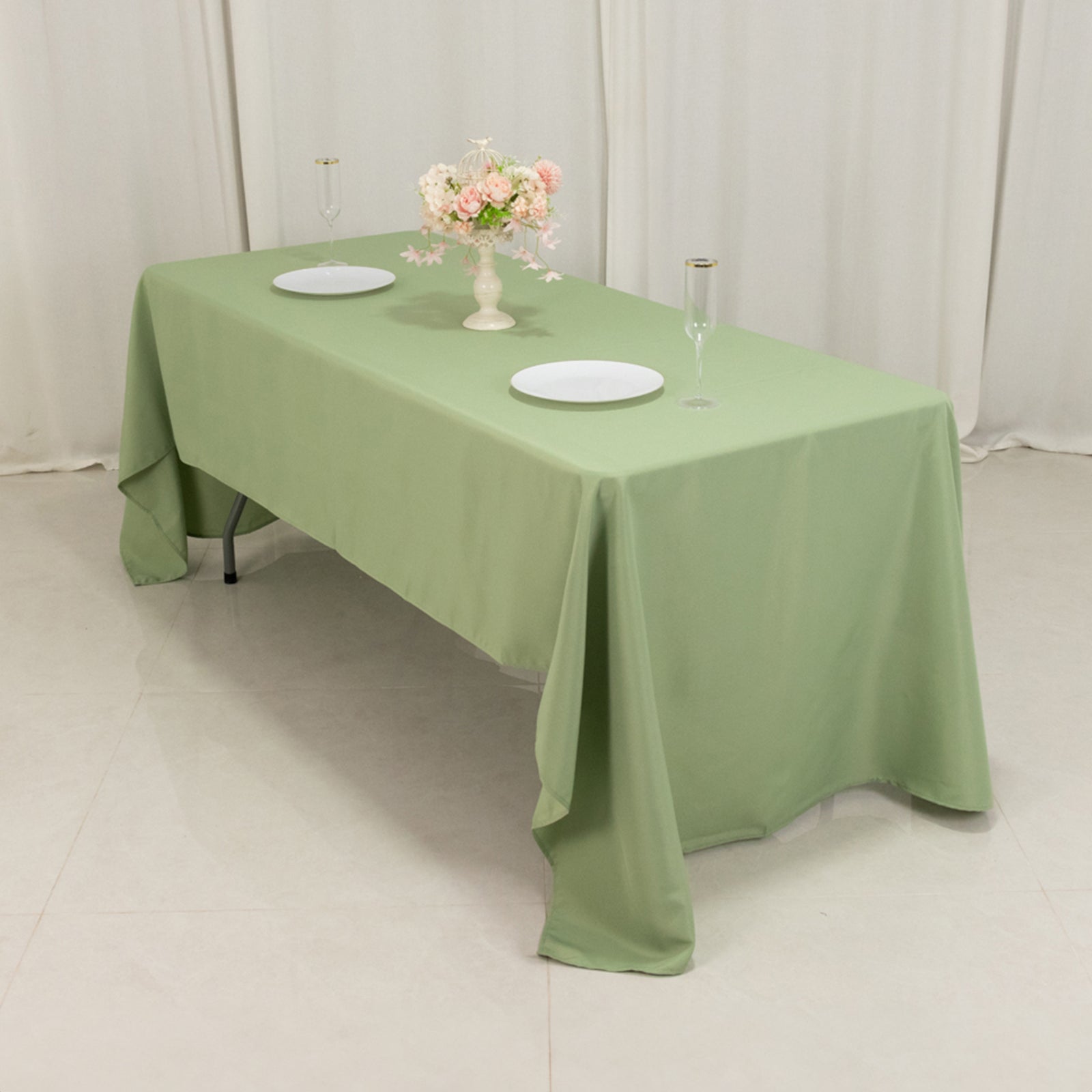 Hot! Sage Green 60x126 Polyester Rectangle Tablecloth - 220GSM Stain-Resistant